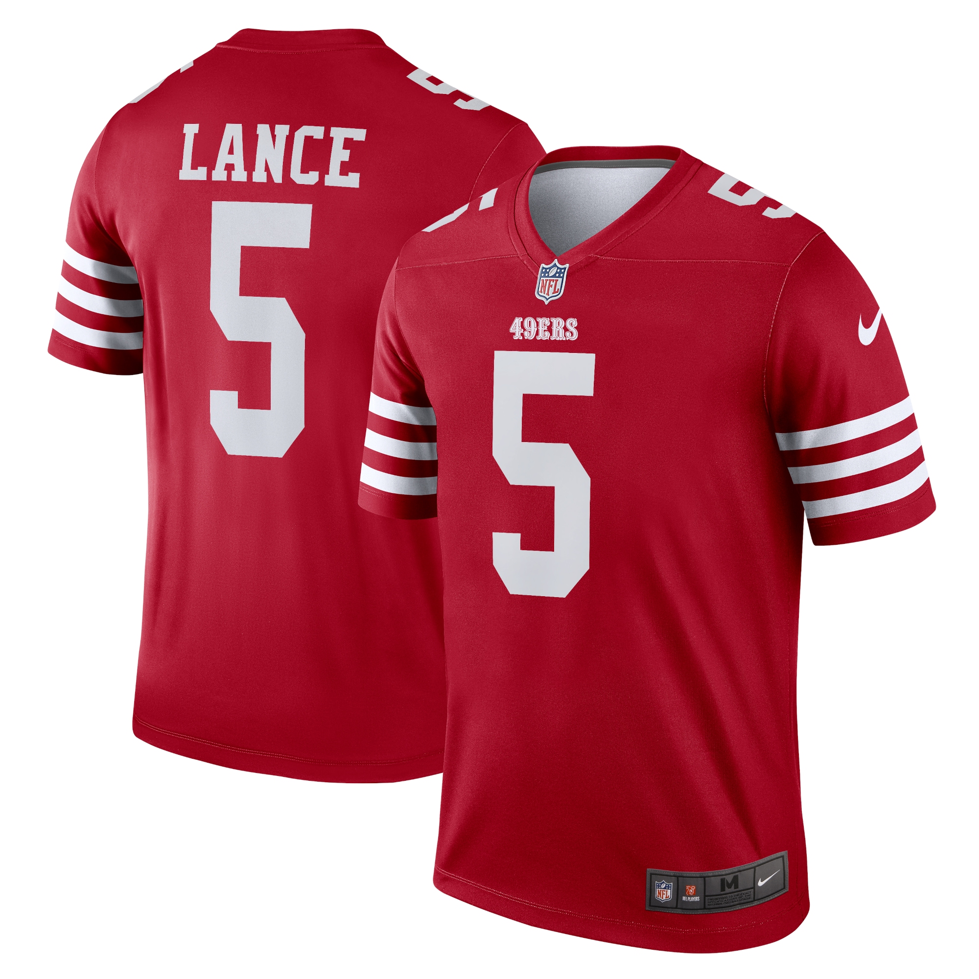 San Francisco 49ers Trey Lance Scarlet Team Legend Player Performance Top NFL Jersey Men's