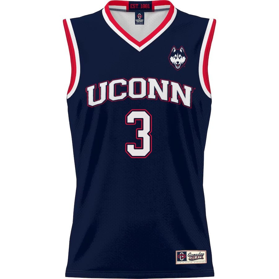 Joey Calcaterra 3 UConn Huskies Navy NCAA Jersey Men's