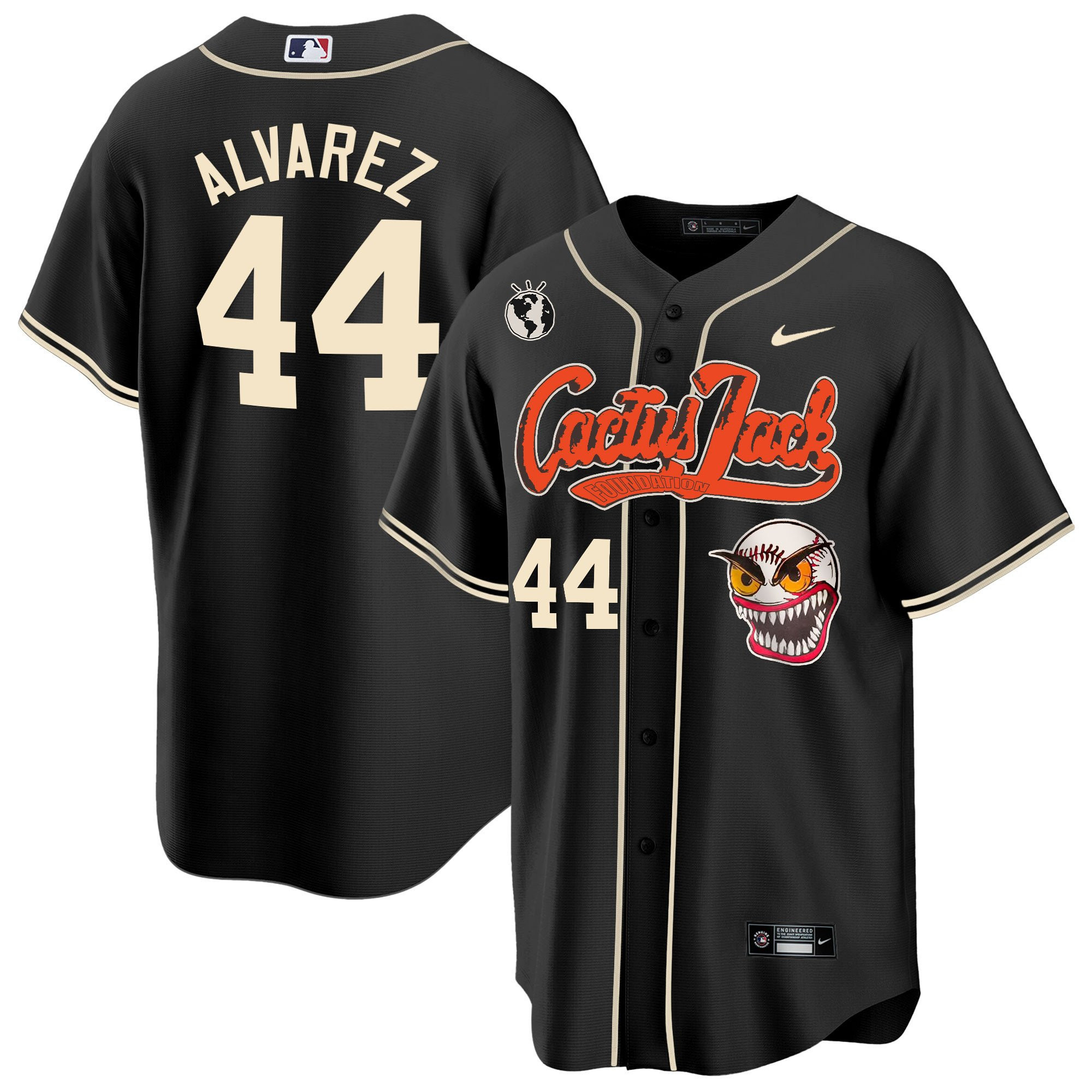 Yordan Alvarez 44 Houston Astros Cactus Jack Black MLB Jersey Men's