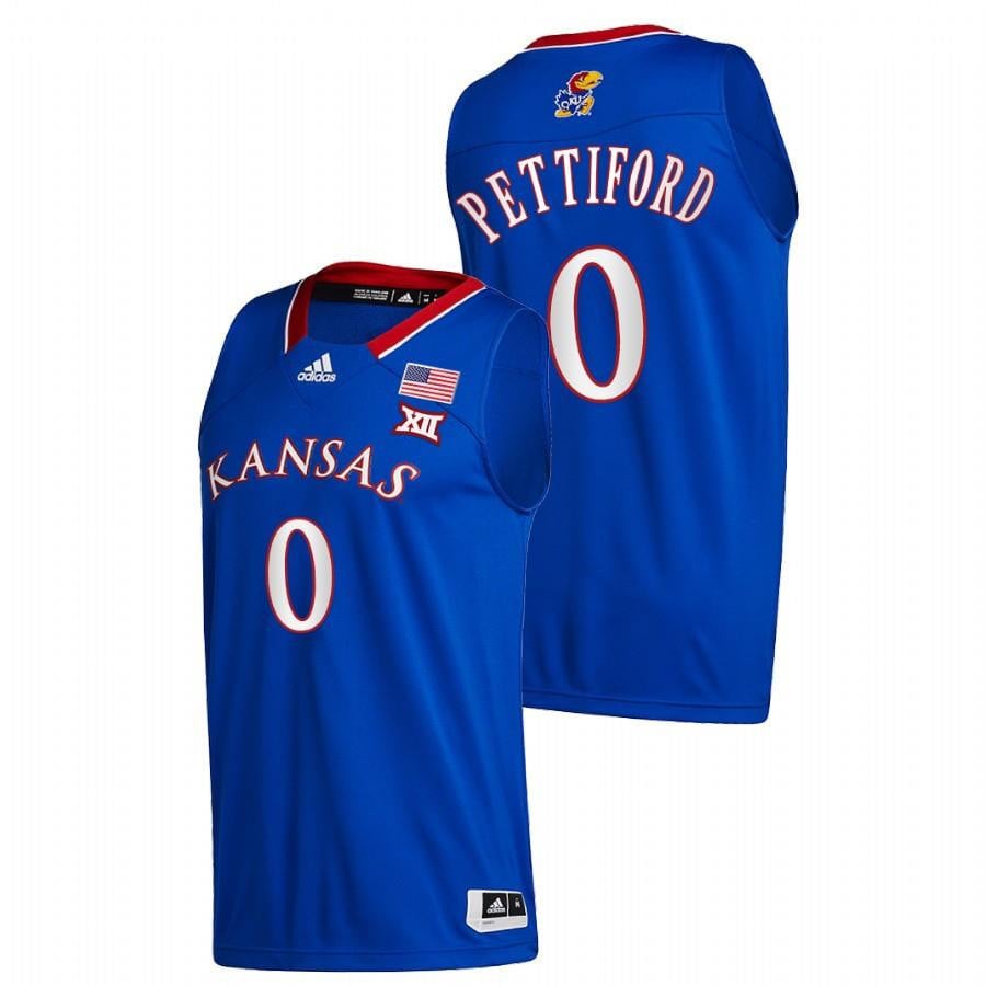 Bobby Pettiford 0 Blue Kansas Jayhawks 2023 Away College NCAA Jersey Men's