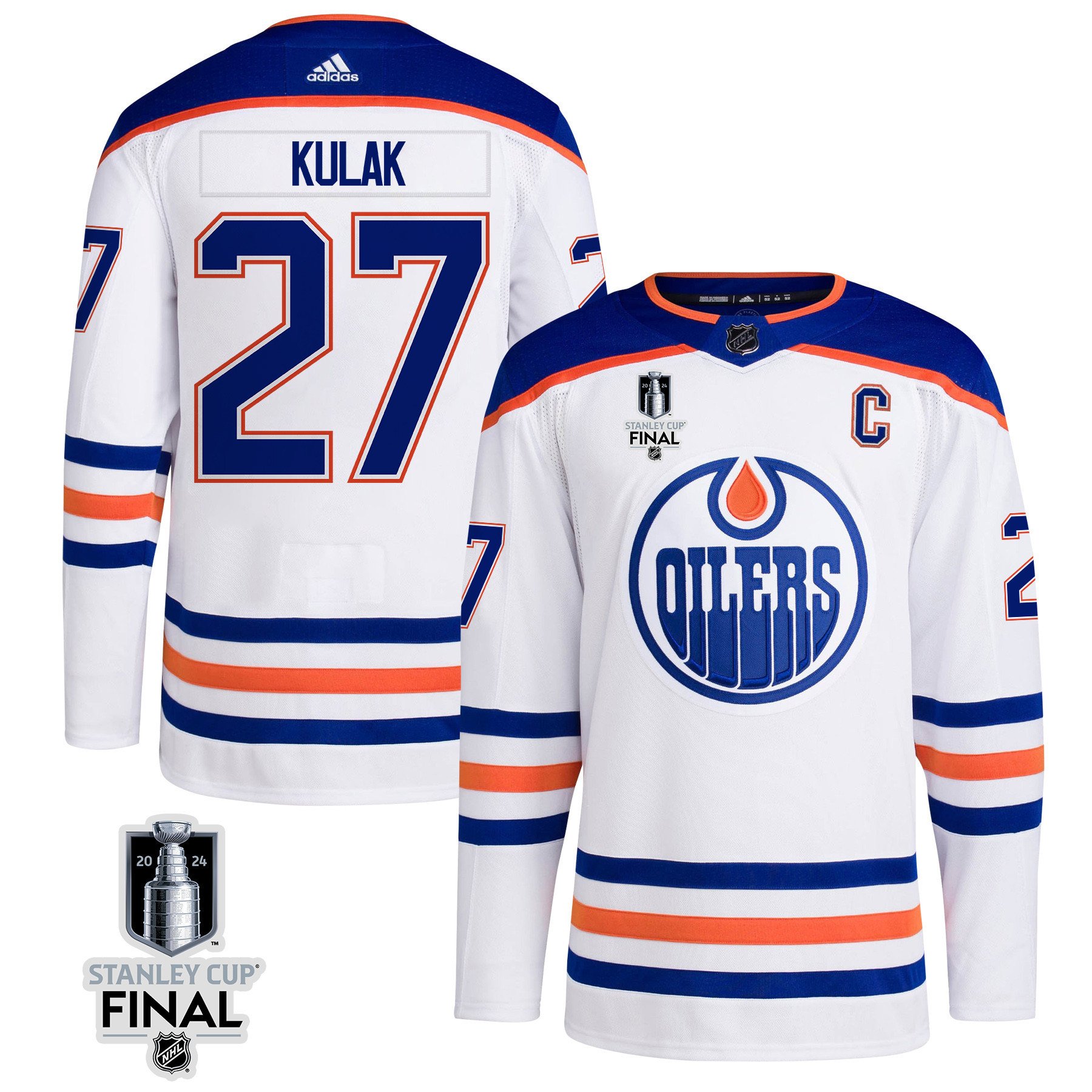 Brett Kulak 27 Edmonton Oilers 2024 STANLEY CUP Final Away White NHL Jersey Men's