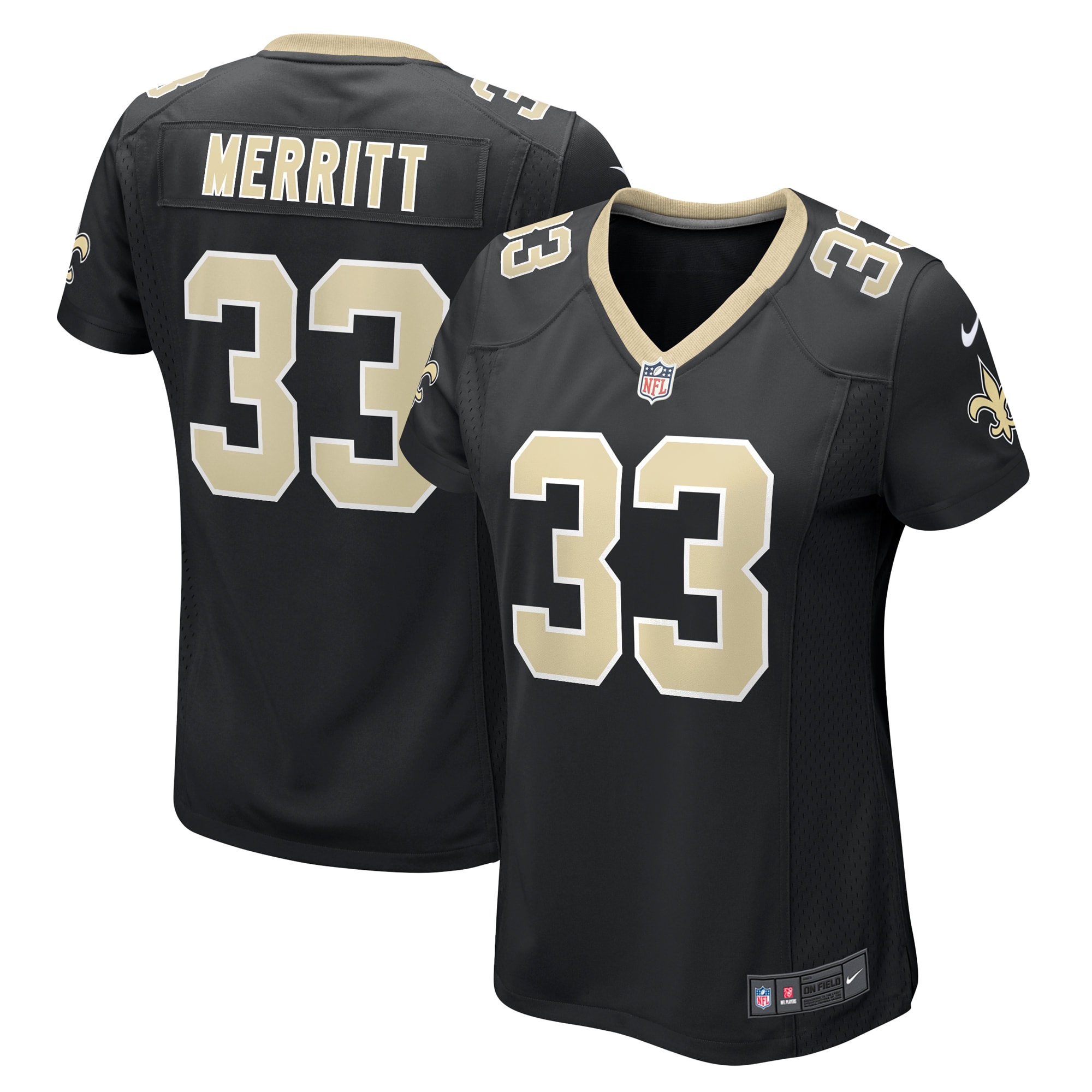 New Orleans Saints Kirk Merritt Black Team Game NFL Jersey Women's