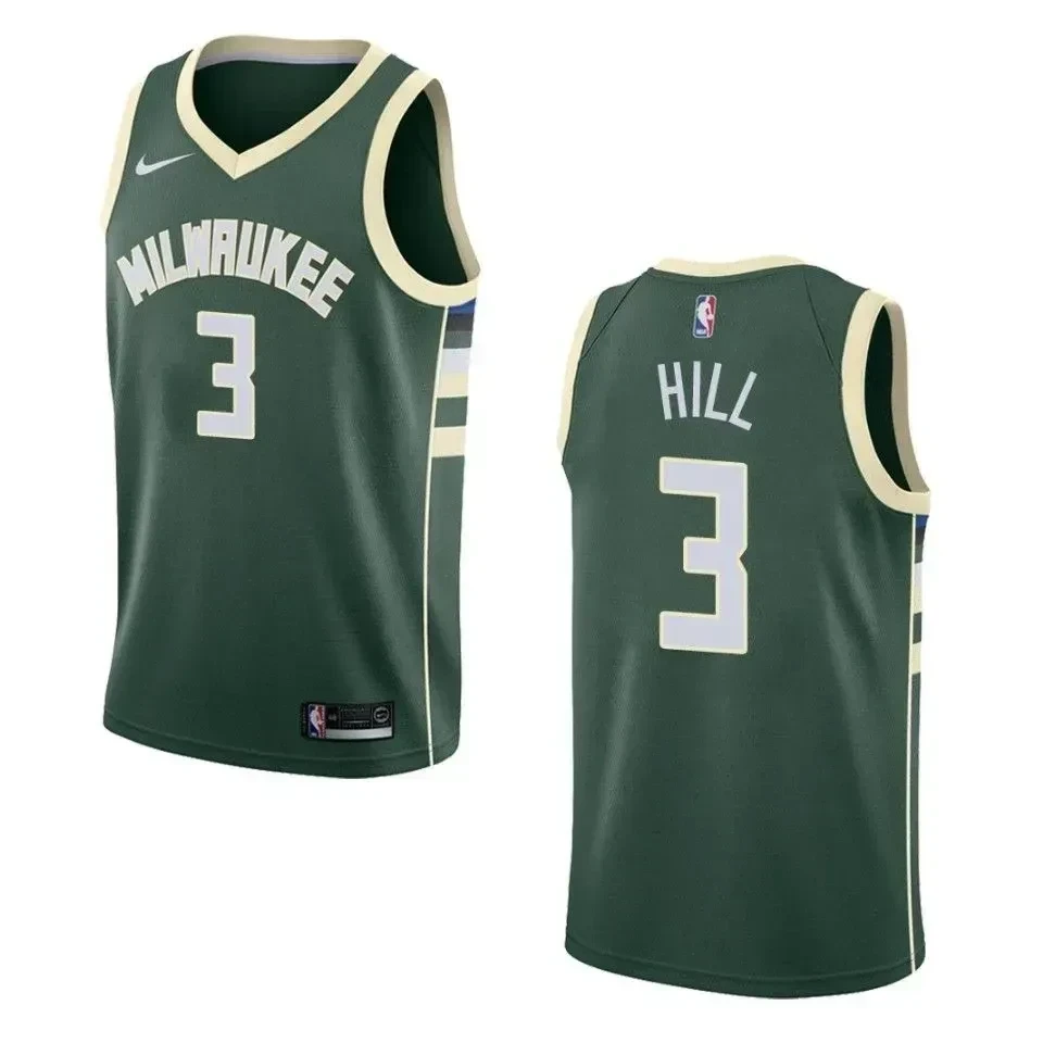 Milwaukee Bucks 3 George Hill Icon Swingman Green NBA Jersey Men's