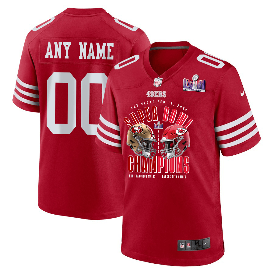 San Francisco 49ers vs. Kansas City Chiefs Super Bowl LVIII Matchup Game Custom Scarlet NFL Jersey Men's