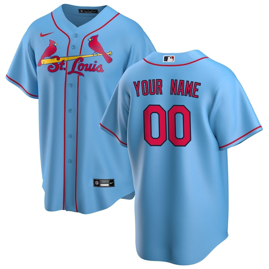 St. Louis Cardinals Alternate Custom Light Blue MLB Jersey Men's
