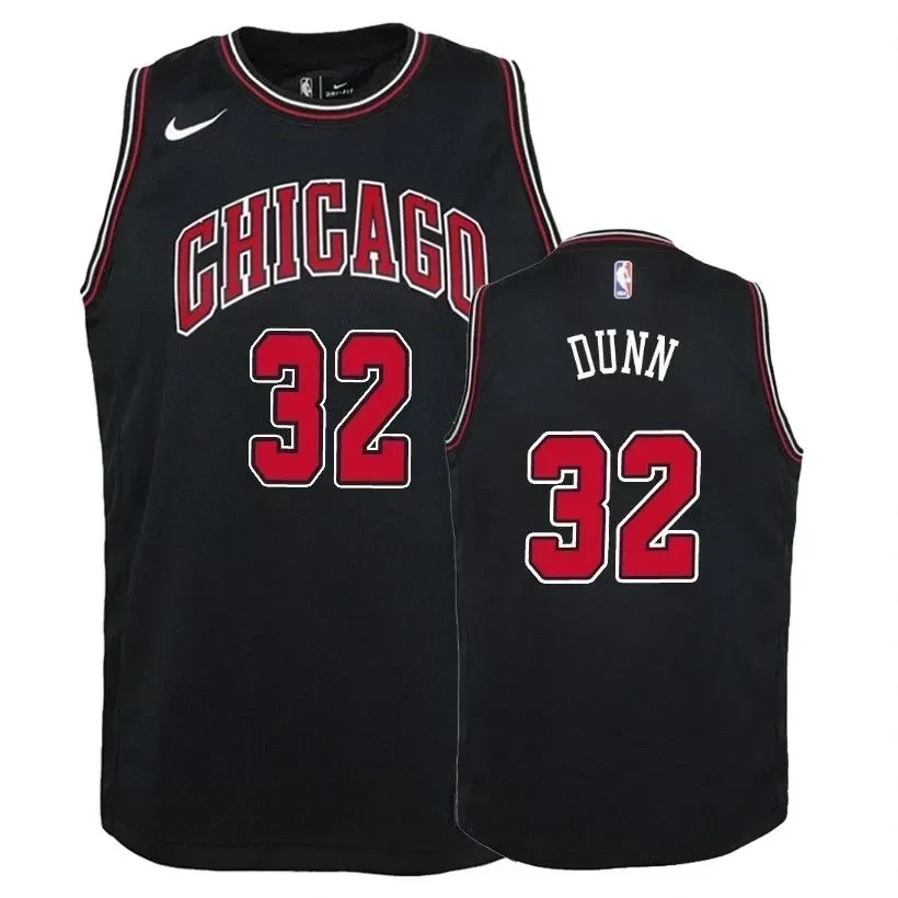 Bulls Kris Dunn 32 Statet Black NBA Jersey Youth