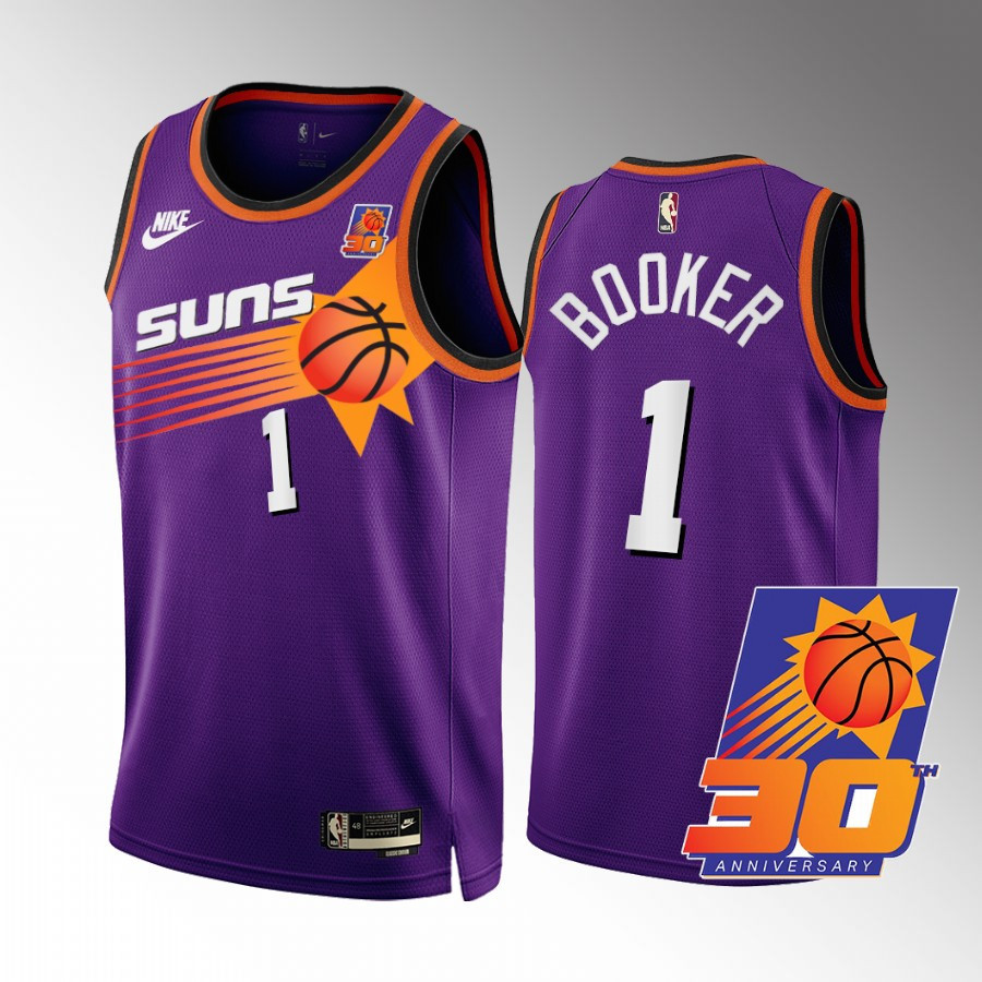Devin Booker 1 Phoenix Suns Purple 30th Anniversary Classic Edition NBA Jersey Men's