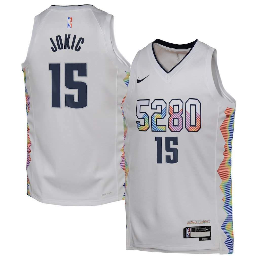 Nikola Joki? 15 Denver Nuggets 2024/25 Swingman Playe City Editio White NBA Jersey Youth