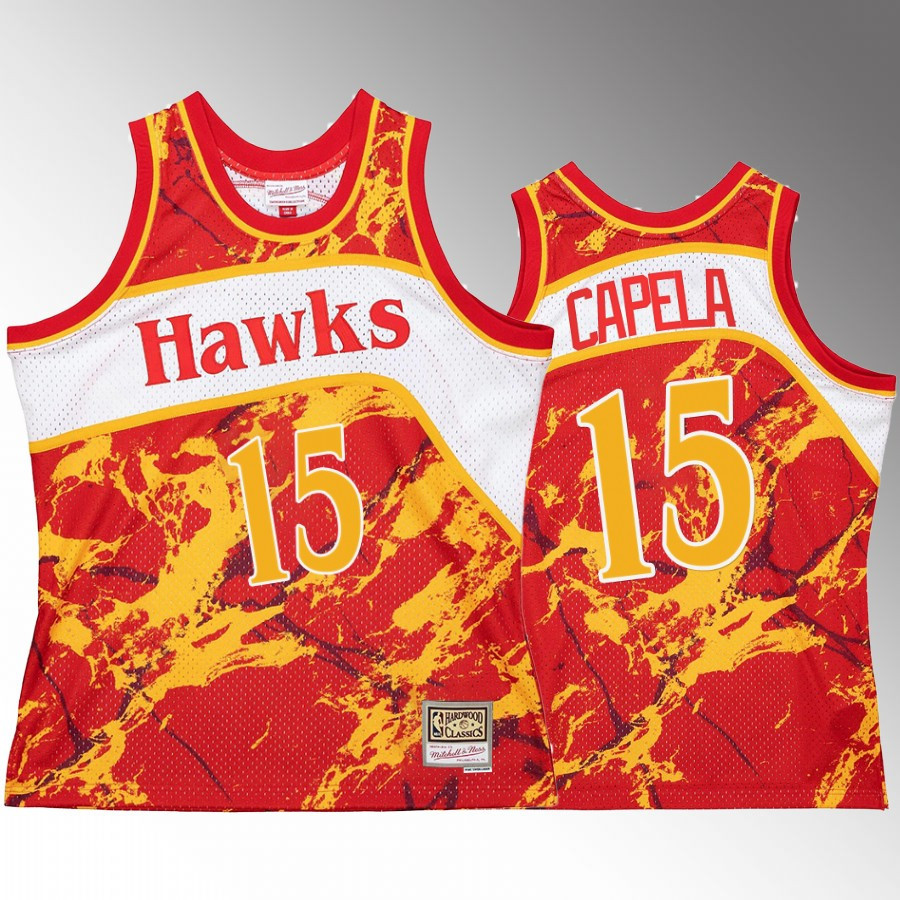 Clint Capela 15 Atlanta Hawks Marble Swingman Red Hardwood Classics NBA Jersey Men's