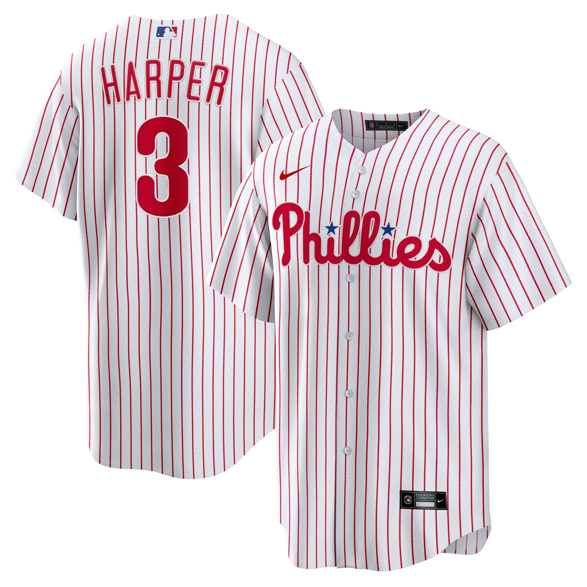 Philadelphia Phillies Bryce Harper White Home Player Name MLB Jersey Men's