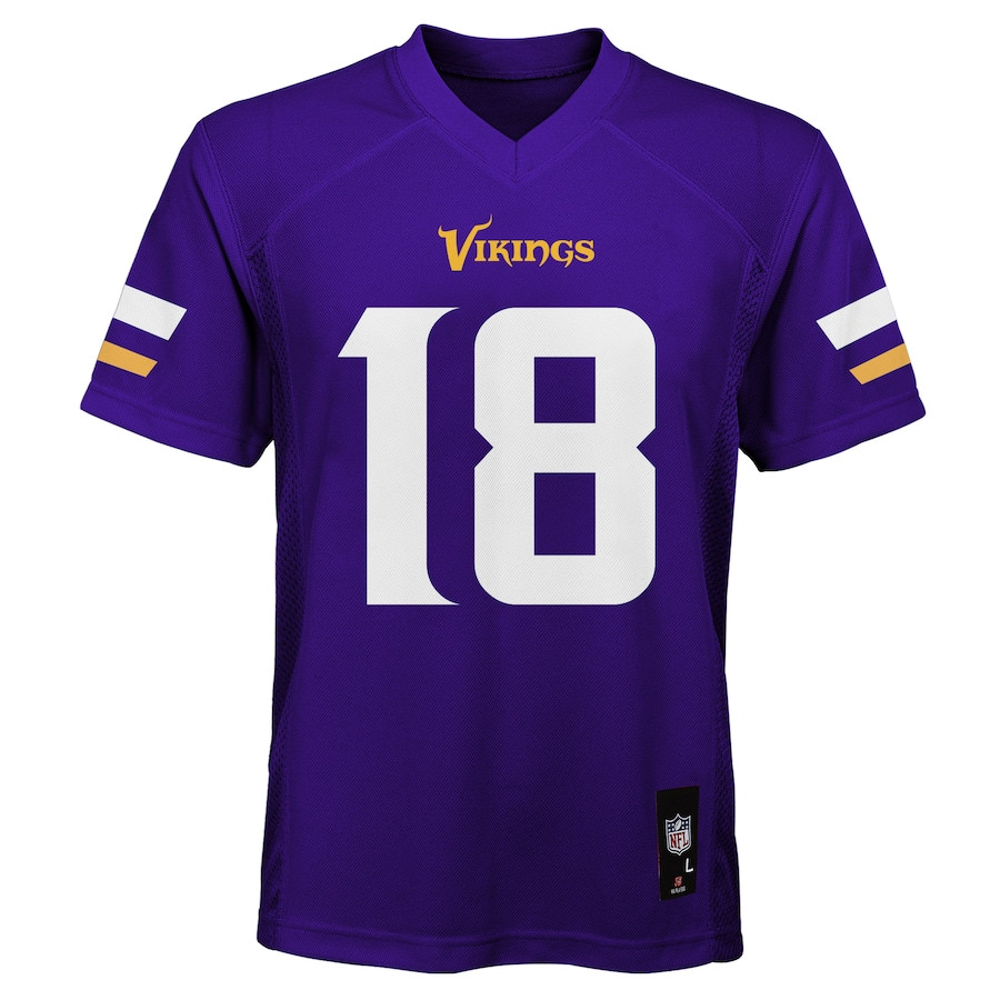 Justin Jefferson 18 Minnesota Vikings Game Purple NFL Jersey Youth