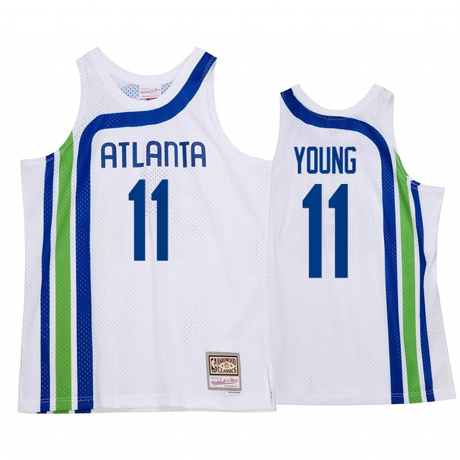 Trae Young 11 Atlanta Hawks HWC Throwback White NBA Jersey Men's