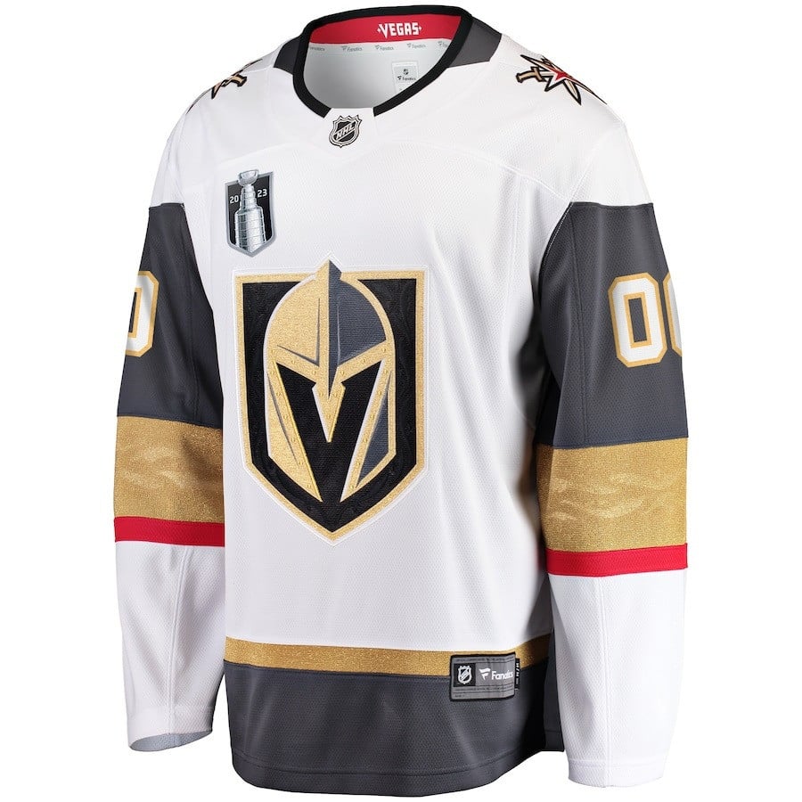 Custom 00 Vegas Golden Knights 2023 Stanley Cup Final Away Breakaway White NHL Jersey Men's