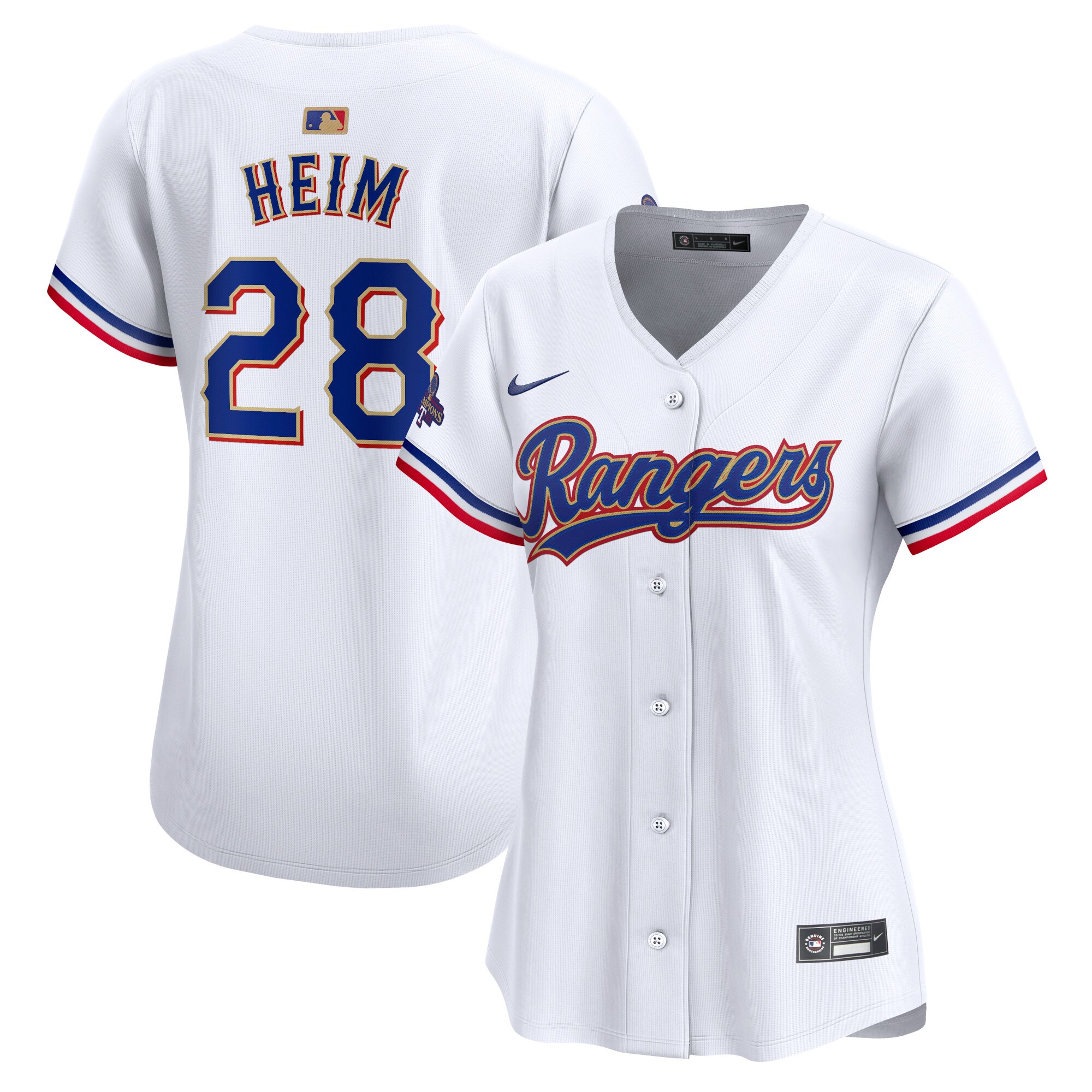 Texas Rangers Jonah Heim White 2024 Gold Collection Limited Player MLB Jersey Women's