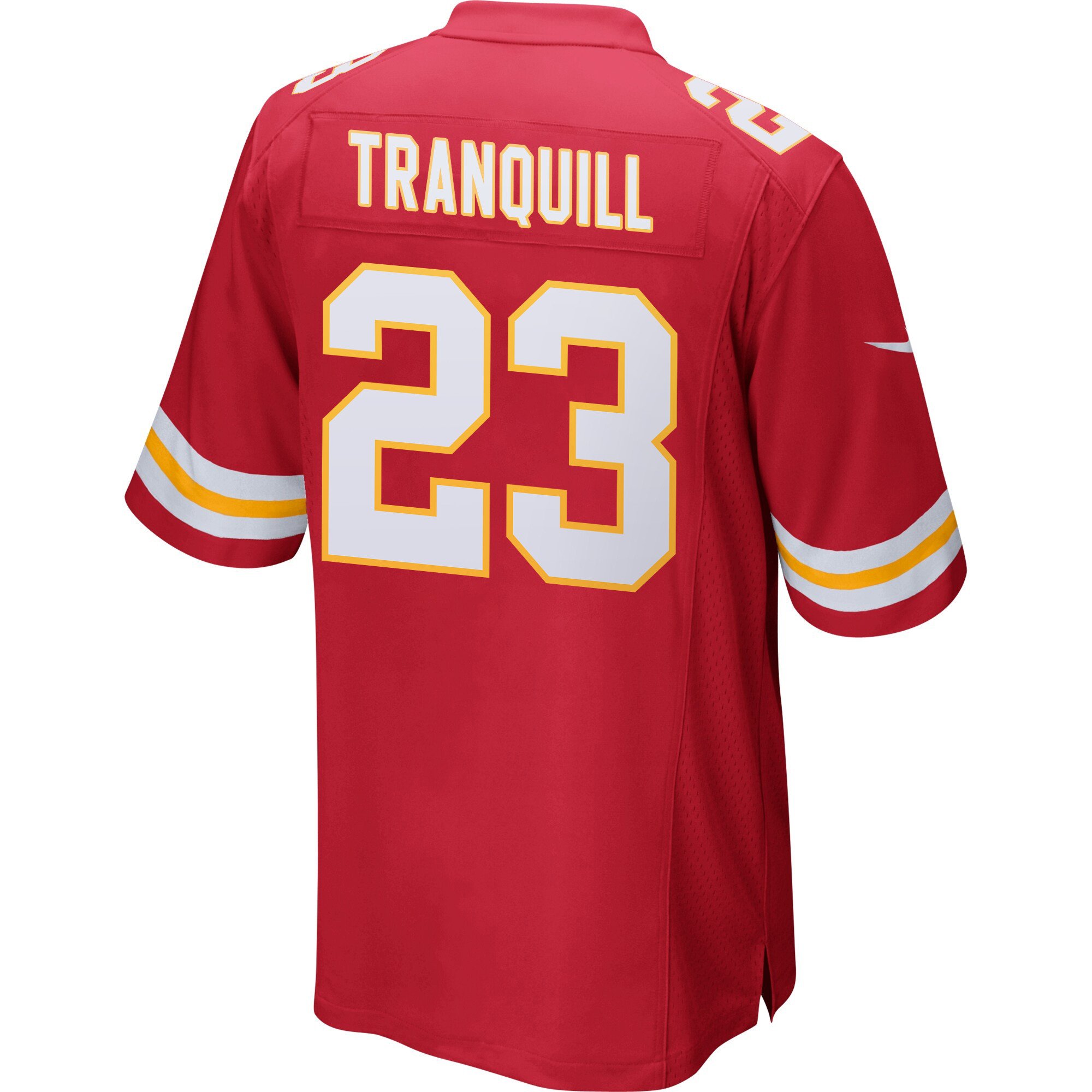 Drue Tranquill 23 Kansas City Chiefs Super Bowl LIX Champions Patch New Orleans A Symphony of Sport' EMBROIDERED Game Red NFL Jersey Men's