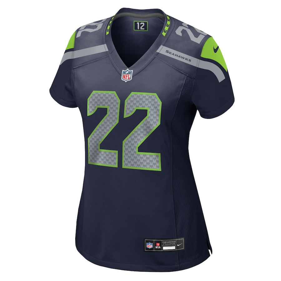 Tre Brown 22 Seattle Seahawks Team Game College Navy NFL Jersey Women's