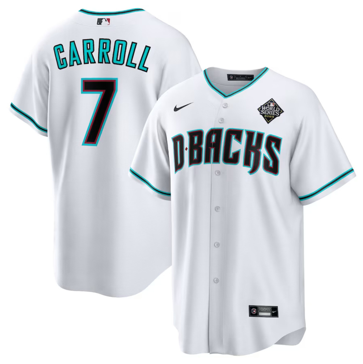 Corbin Carroll 7 Arizona Diamondbacks 2023 World Series Alternate White MLB Jersey Men's