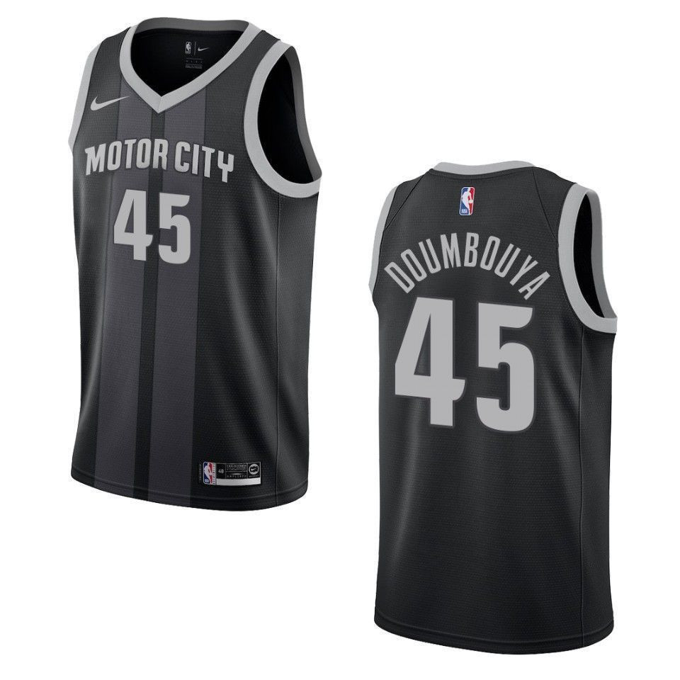Detroit Pistons 45 Sekou Doumbouya City Swingman Black NBA Jersey Men's