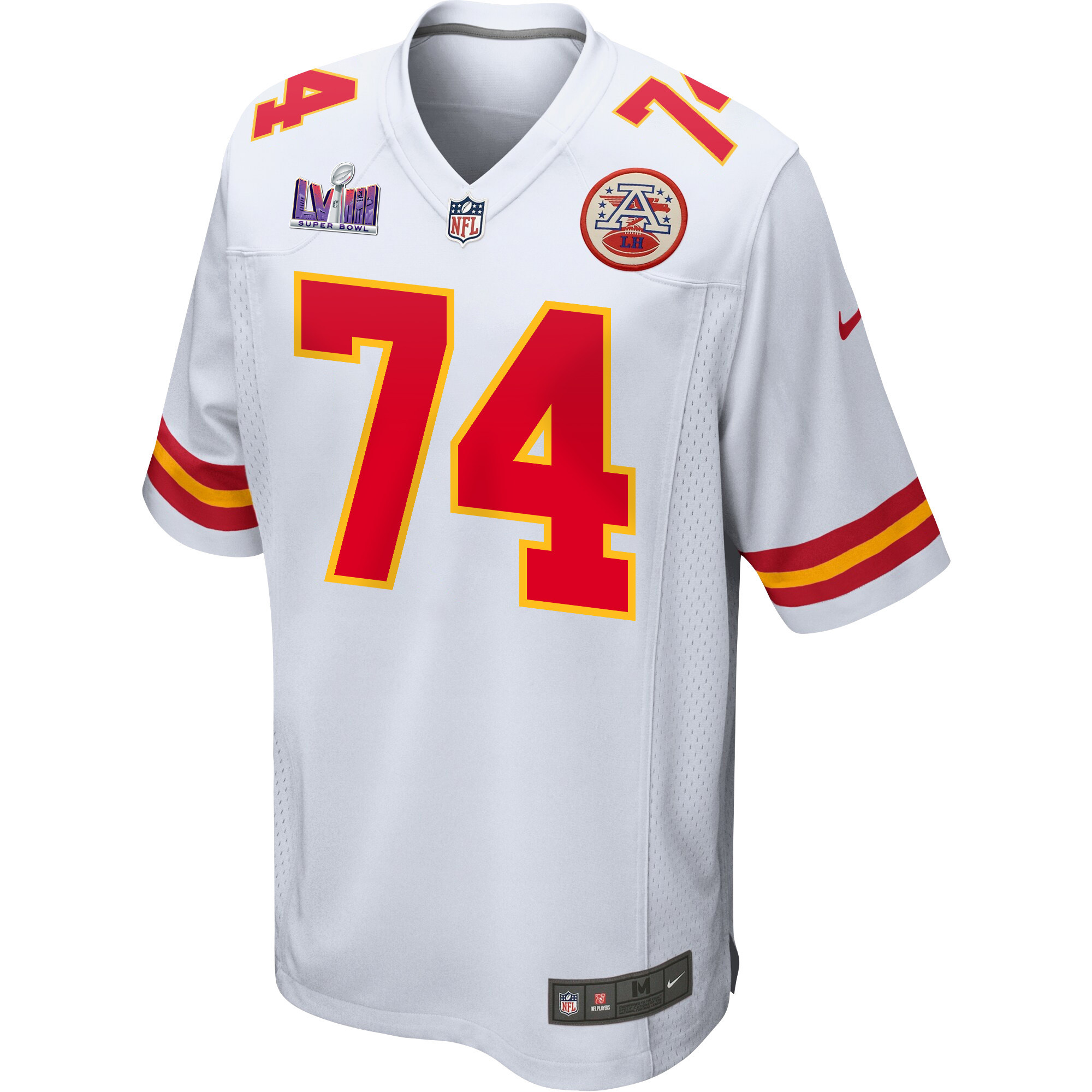 Jawaan Taylor 74 Kansas City Chiefs Super Bowl LVIII Patch Game White NFL Jersey Men's
