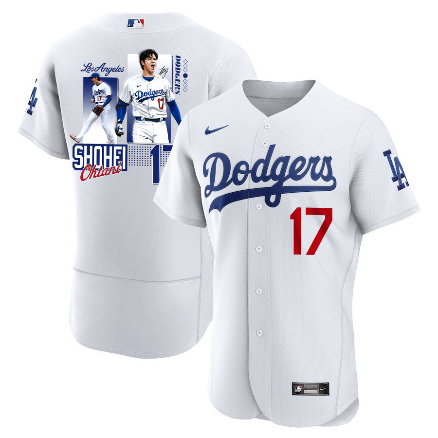 Shohei Ohtani 17 Los Angeles Dodgers Signed Welcome To The Sho 2023 Home ELITE White MLB Jersey Men's
