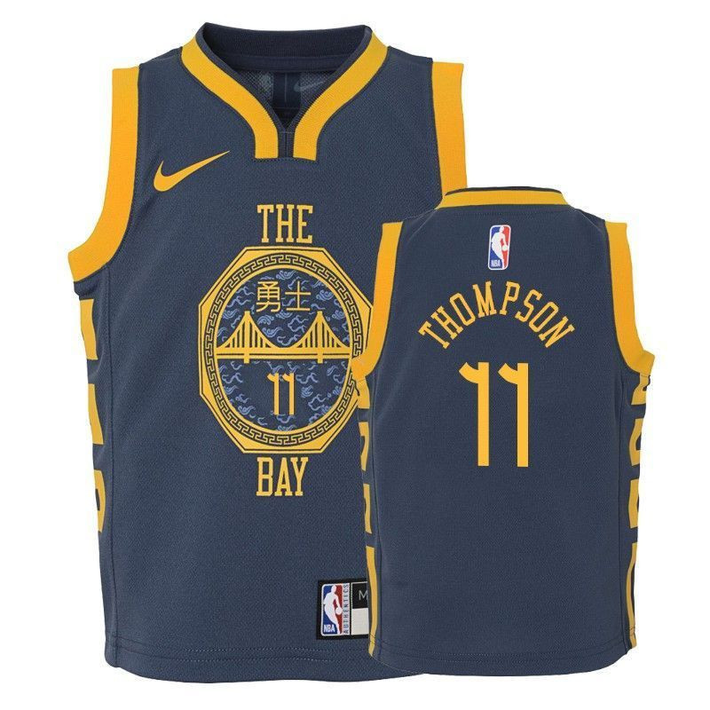 Golden State Warriors Klay Thompson 11 City Navy NBA Jersey Youth