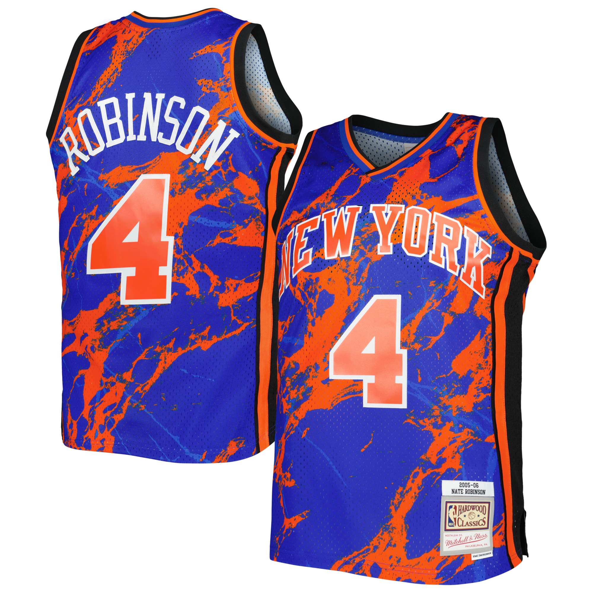 Mitchell Ness Nate Robinson Blue New York Knicks 2005/06 Hardwood Classics Marble Swingman NBA Jersey Men's