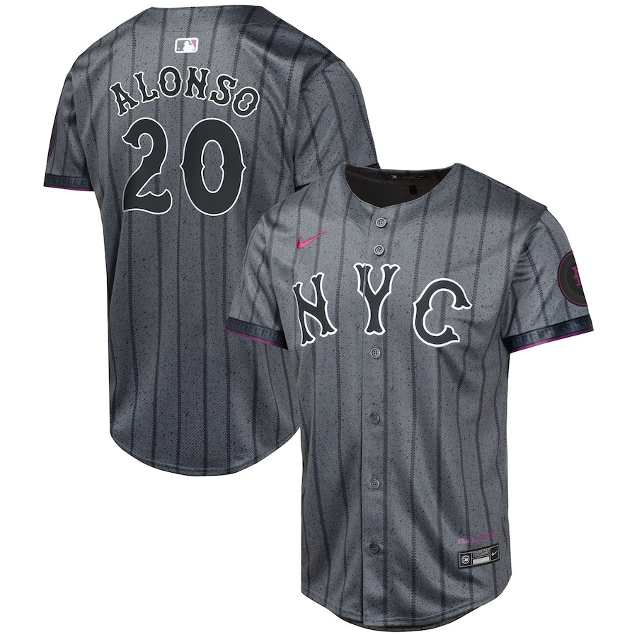 Pete Alonso 20 New York Mets 2024 City Connect Limited Graphite MLB Jersey Youth