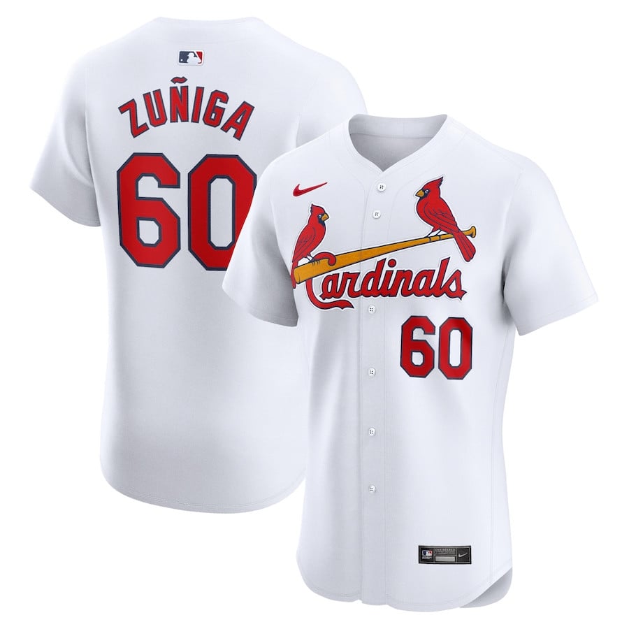 Guillermo Zu?iga 60 St. Louis Cardinals Home Elite Player White MLB Jersey Men's