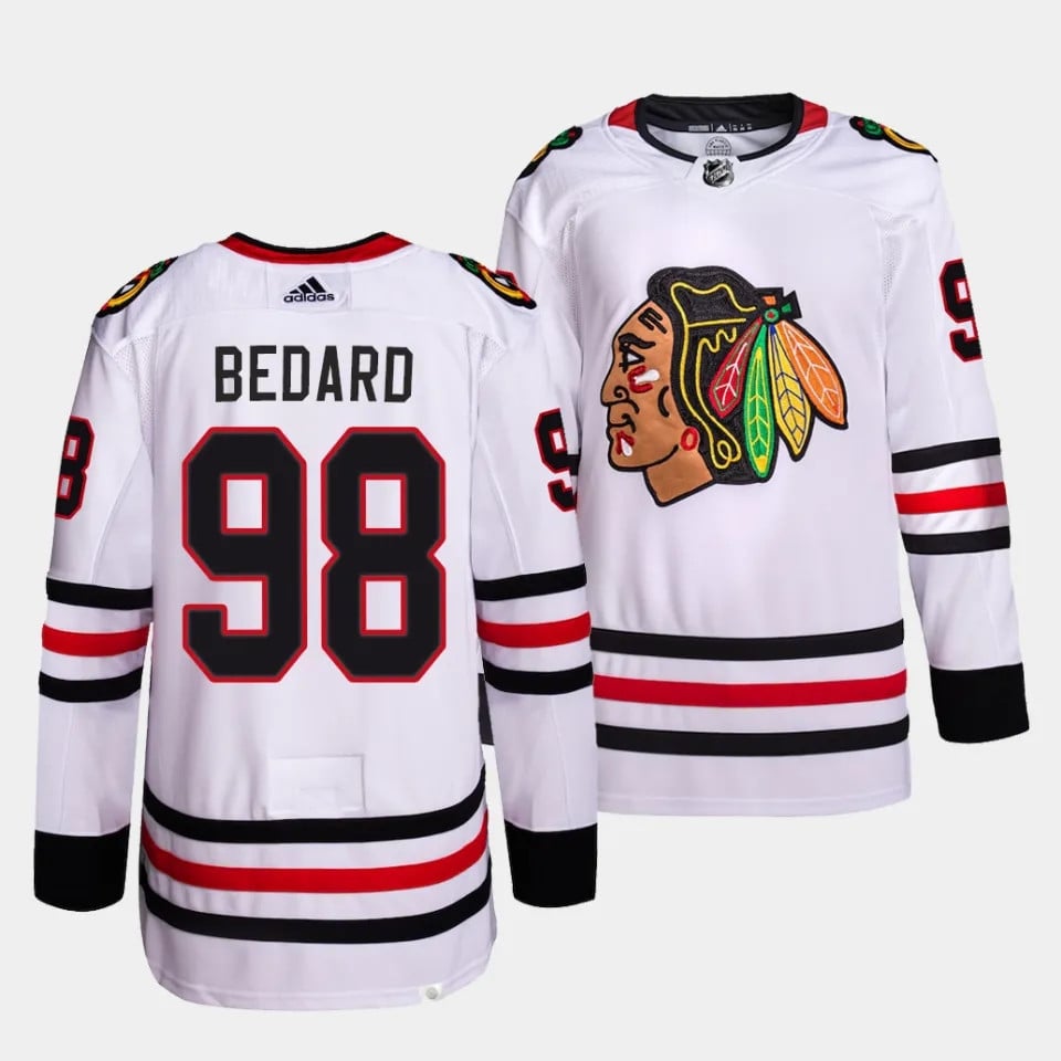 Connor Bedard #98 Chicago Blackhawks 2023 Draft Away White NHL Jersey Men's