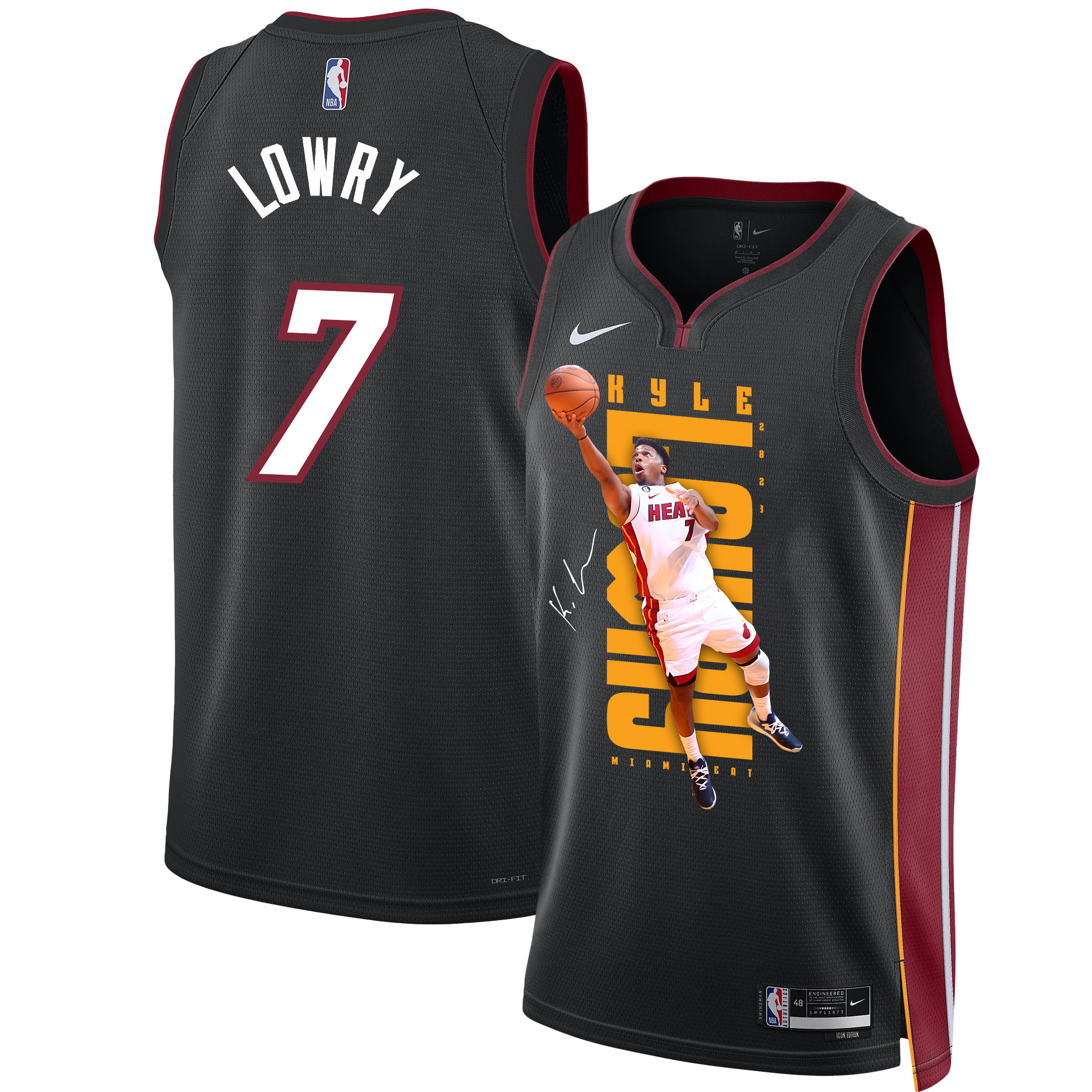 Kyle Lowry 7 Miami Heat Shooting Flair 2023 Champions Swingman Black NBA Jersey Men's