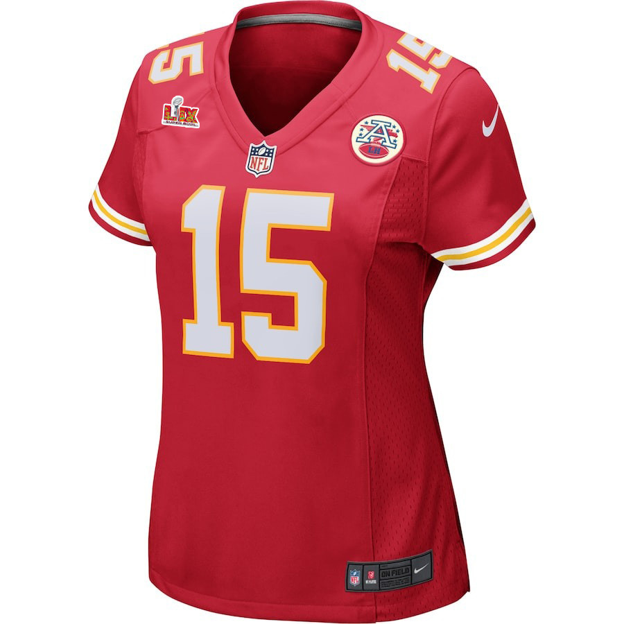 Patrick Mahomes #15 Kansas City Chiefs Super Bowl LIX Red NFL Jersey Women's