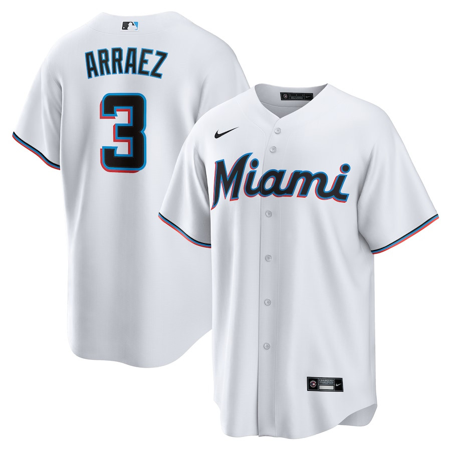 Luis Arraez 3 Miami Marlins Home White MLB Jersey Men's