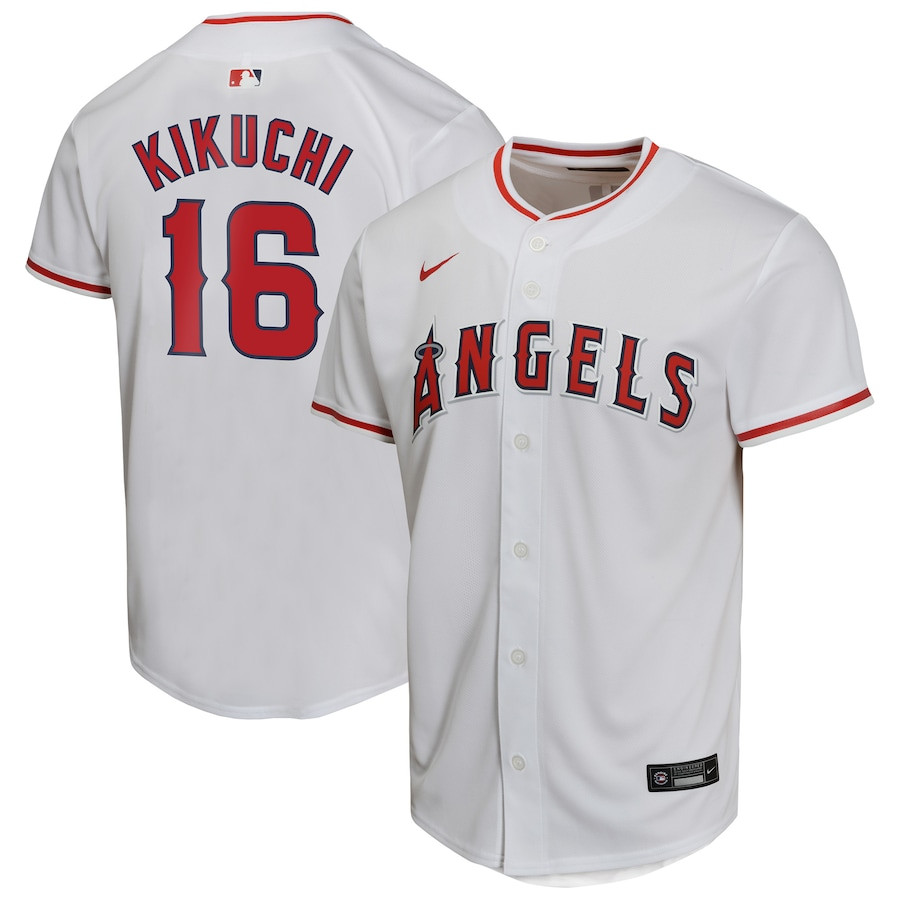 Yusei Kikuchi 16 Los Angeles Angels Home Game Player White MLB Jersey Youth