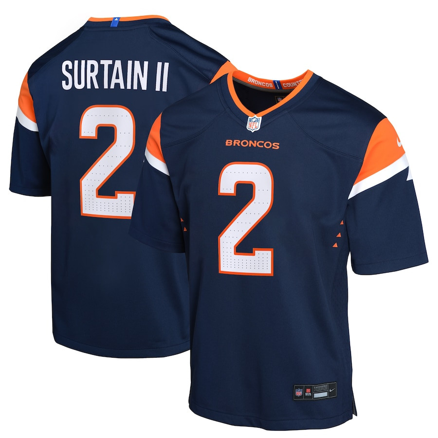 Patrick Surtain II 2 Denver Broncos Alternate Game Navy NFL Jersey Youth