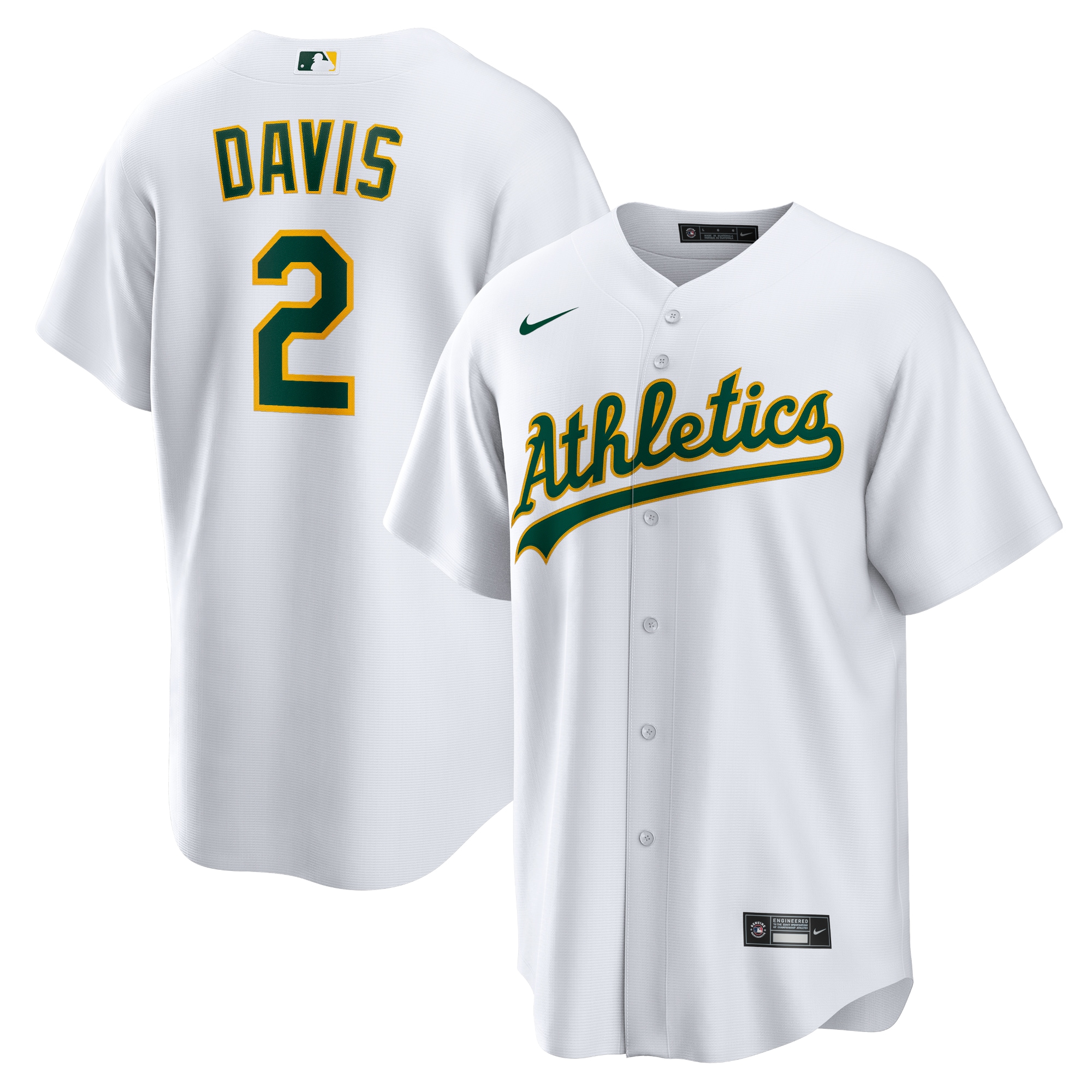 Oakland Athletics Khris Davis White Home Player Name MLB Jersey Men's