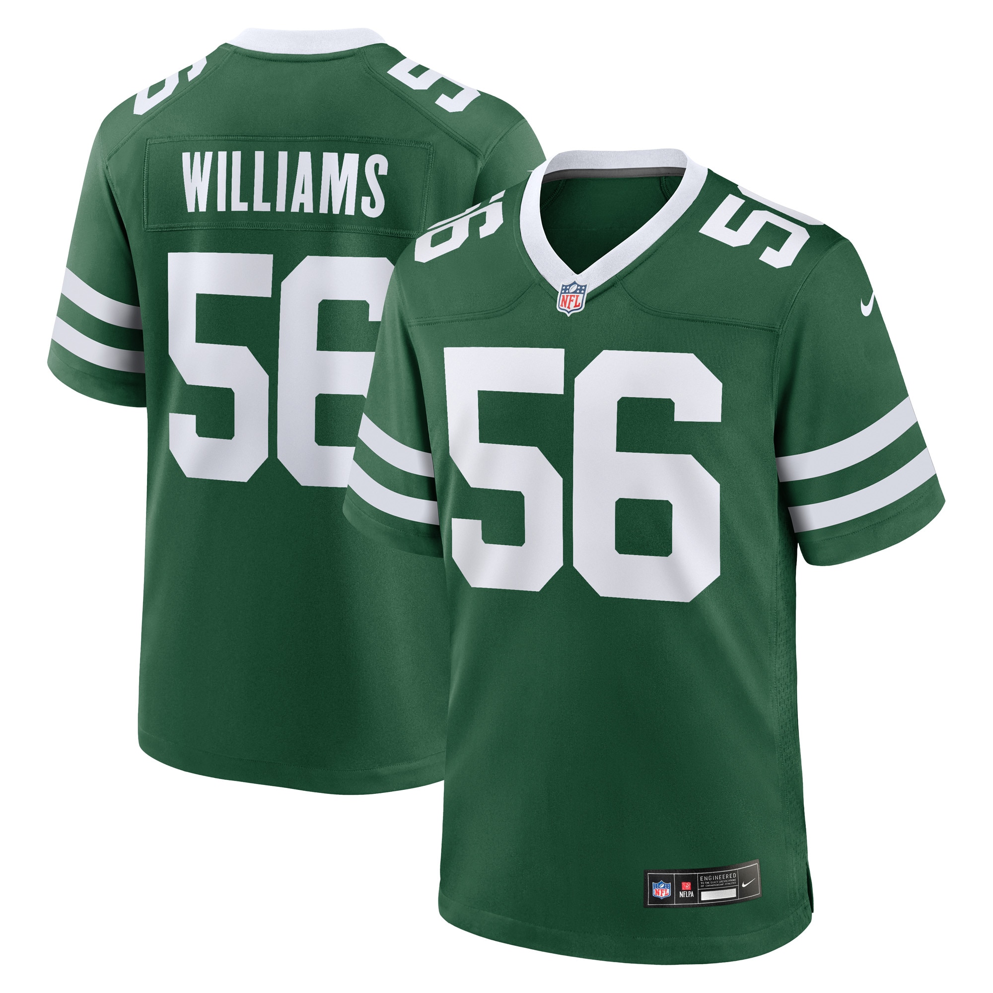 New York Jets Quincy Williams Legacy Green Game Player NFL Jersey Men's