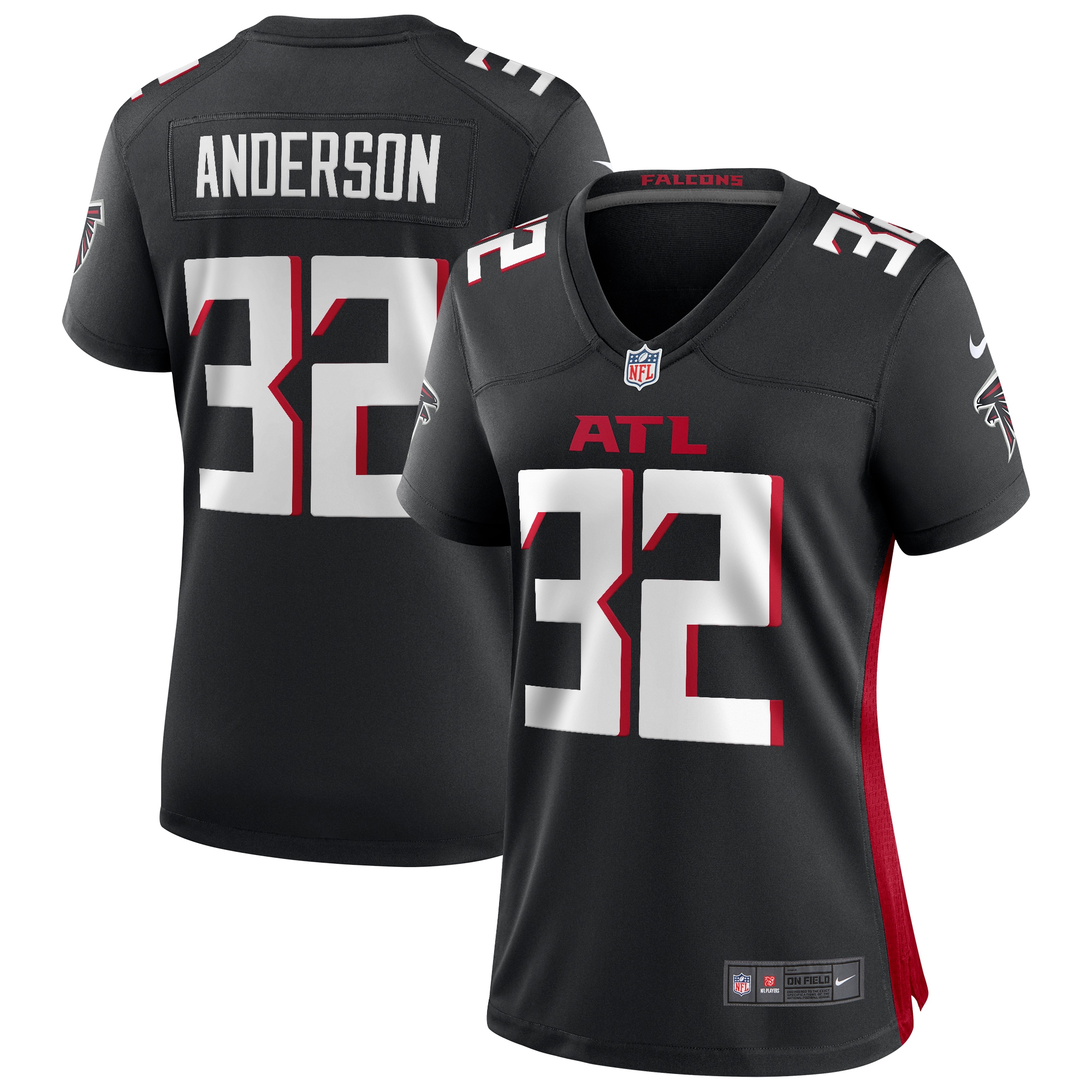 Atlanta Falcons Jamal Anderson Black Game Retired Player NFL Jersey Women's