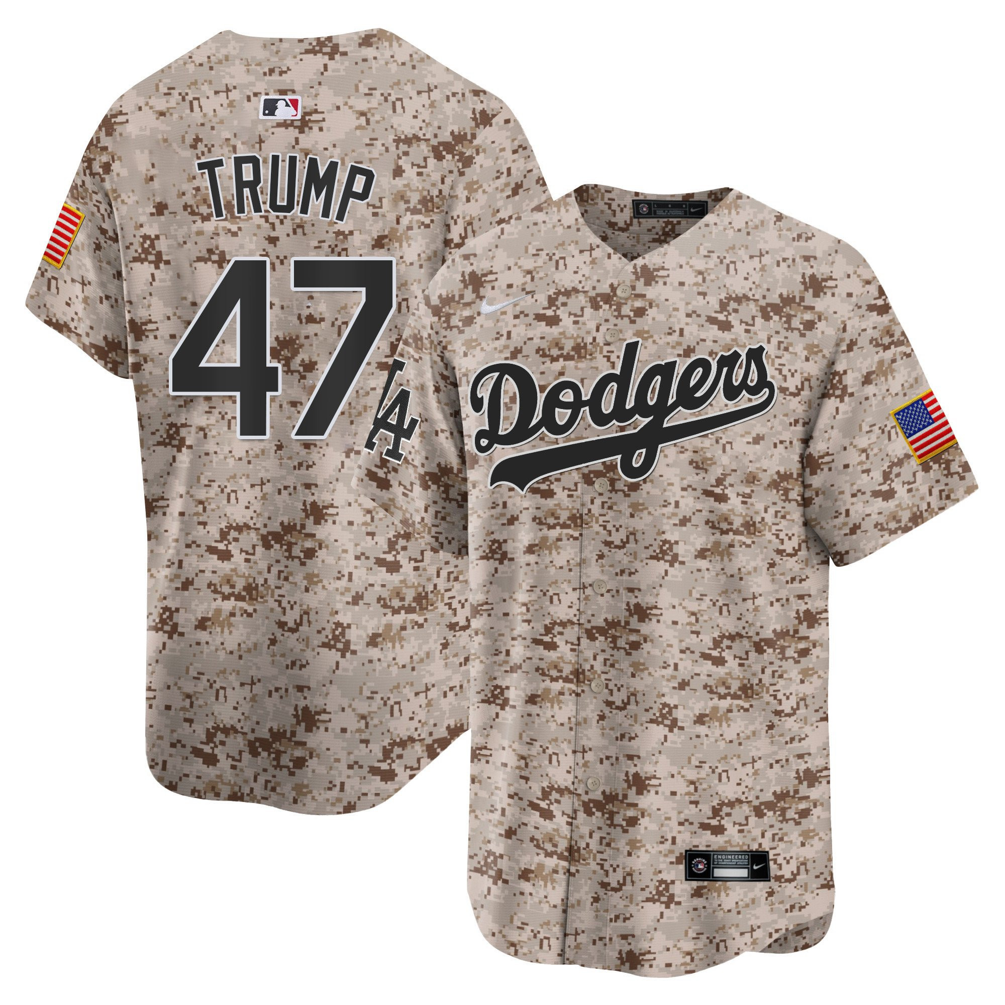 Donald Trump 47 Los Angeles Dodgers USMC Alternate Limited Desert MLB Jersey Men's