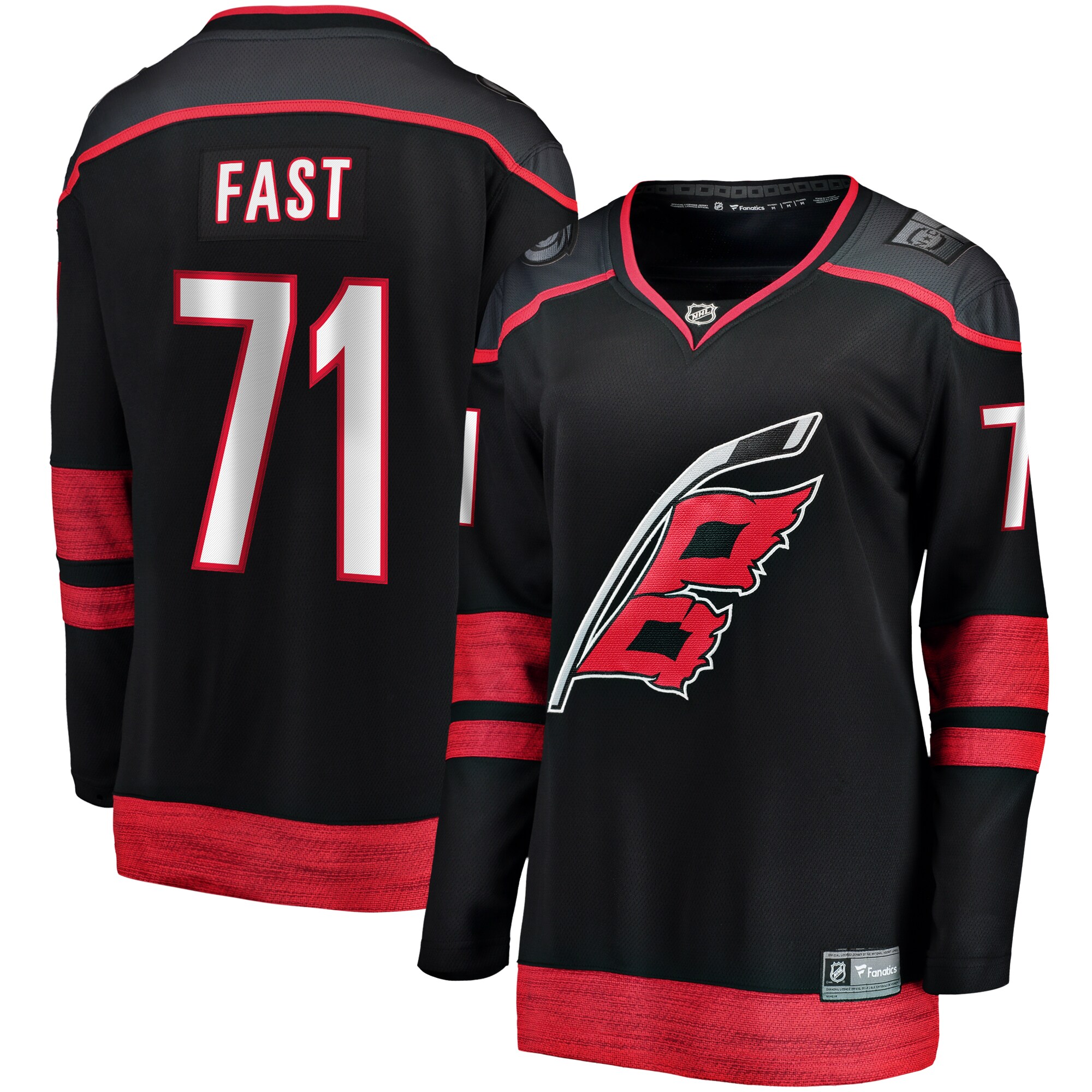 Carolina Hurricanes Jesper Fast Black Home Breakaway Player NHL Jersey Women's