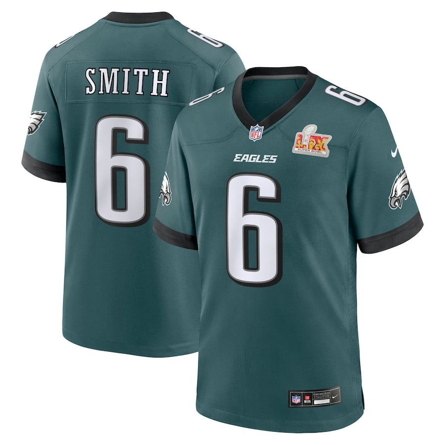 DeVonta Smith 6 Philadelphia Eagles Super Bowl LIX Game Player Midnight Green NFL Jersey Men's