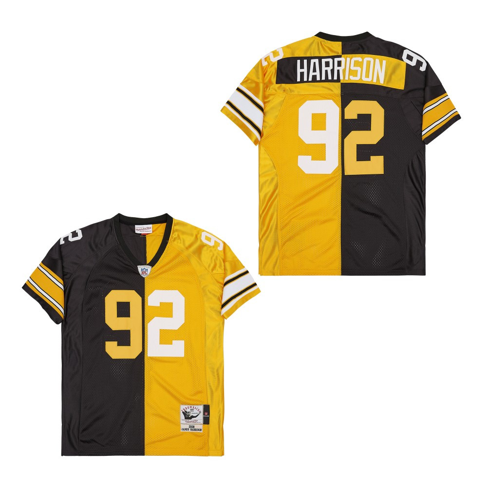 James Harrison 92 Pittsburgh Steelers Two-Toned Retro Throwback Black/Yellow NFL Jersey Men's