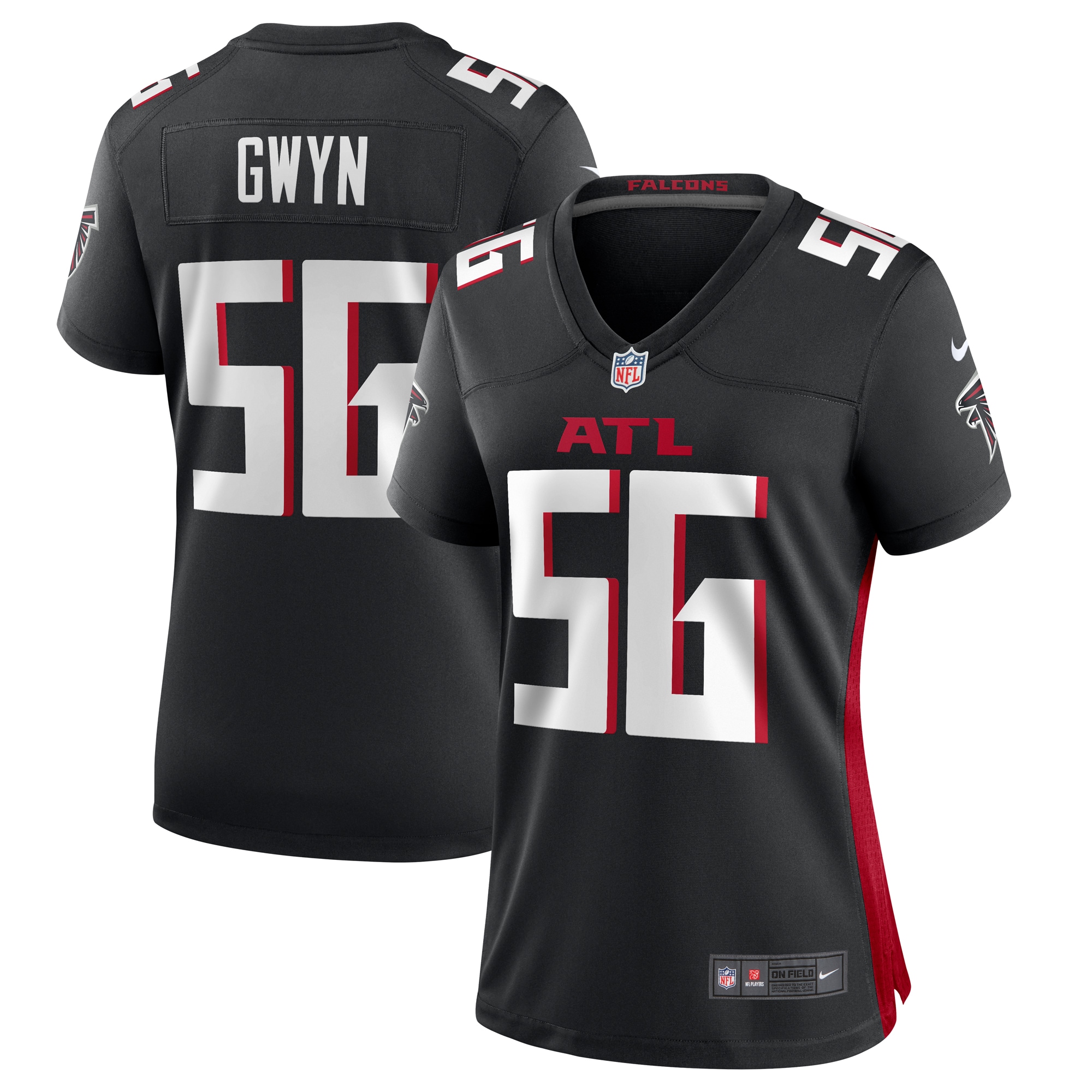 Atlanta Falcons Jovaughn Gwyn Black Team Game NFL Jersey Women's