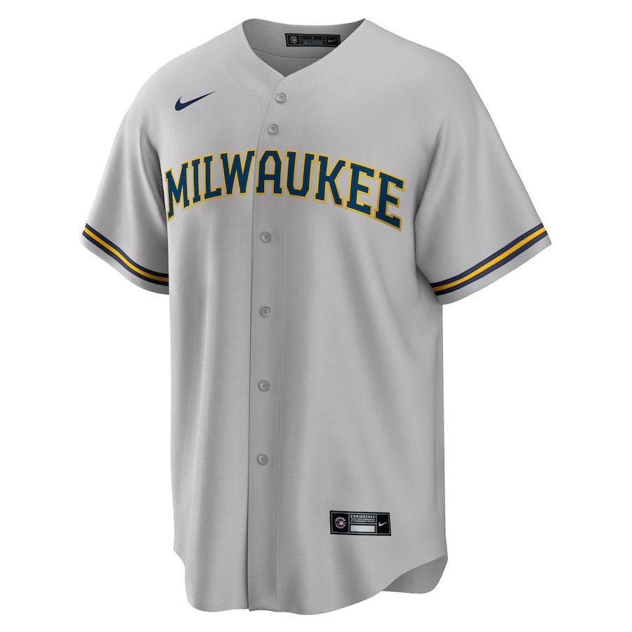 Christian Yelich 22 Milwaukee Brewers Alternate Player Gray MLB Jersey Men's