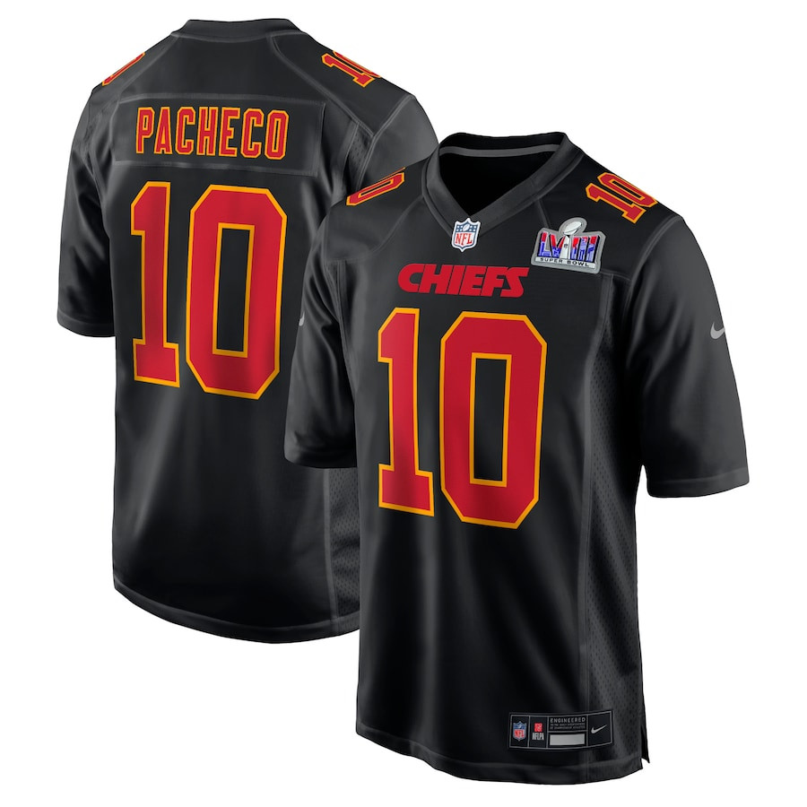 Isiah Pacheco 10 Kansas City Chiefs Super Bowl LVIII Fashion Game Carbon Black NFL Jersey Men's