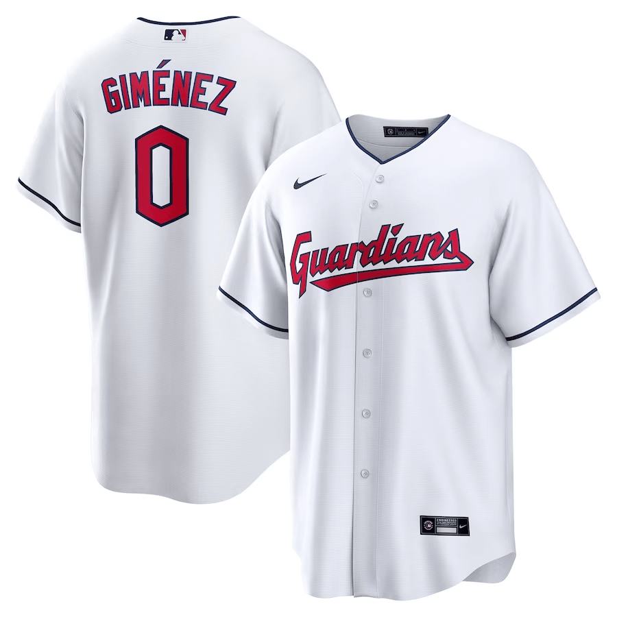 Andres Gimenez 0 Cleveland Guardians Home White MLB Jersey Men's