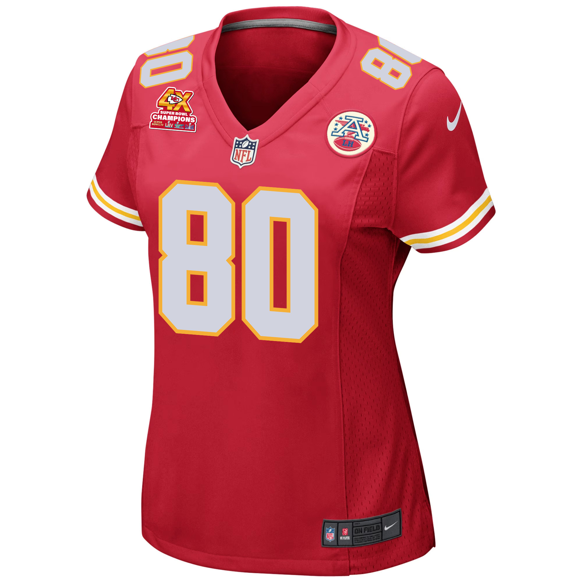 Montrell Washington 80 Kansas City Chiefs Super Bowl LVIII Champions 4X Game Red NFL Jersey Women's