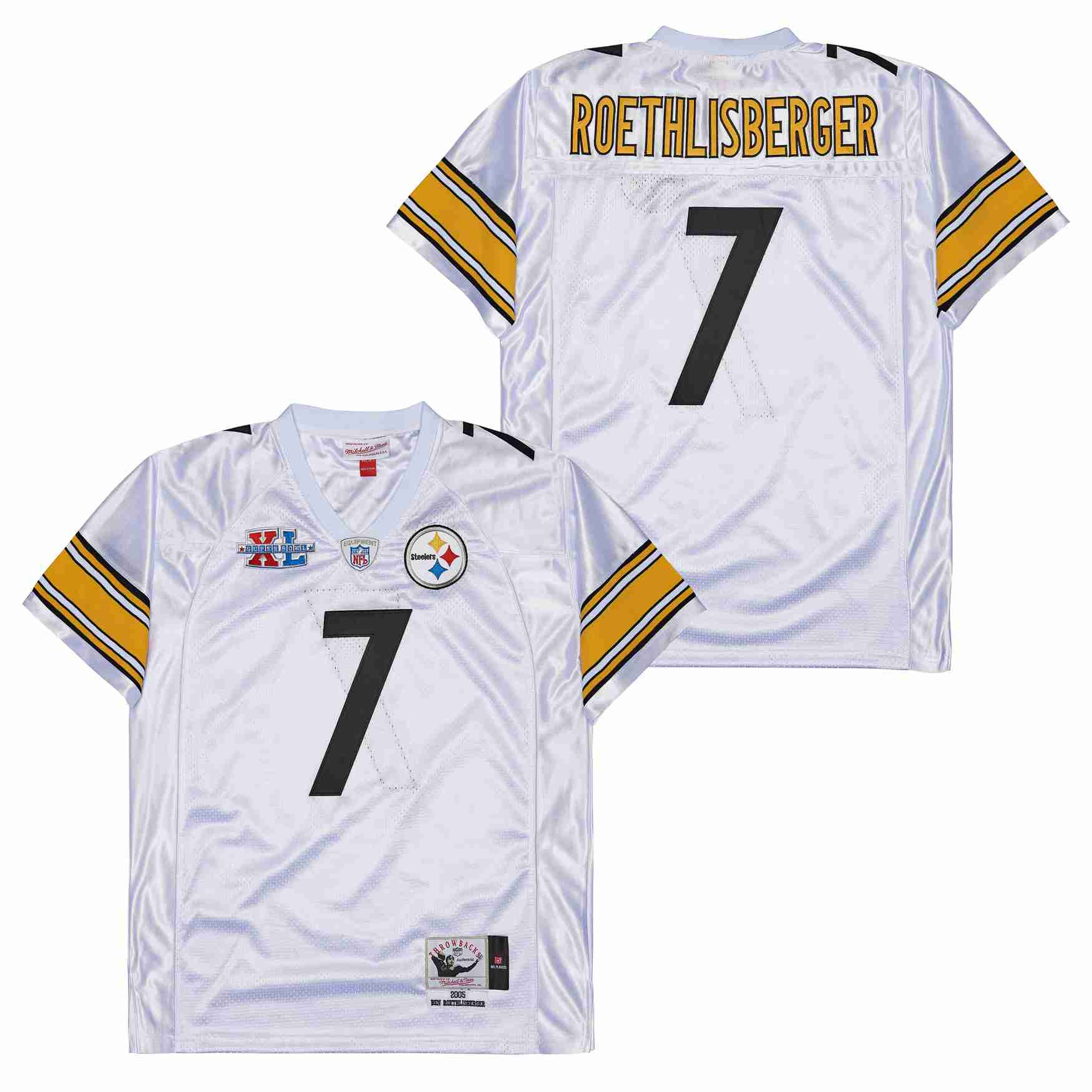 Ben Roethlisberger 7 Pittsburgh Steelers Super Bowl XL Retro Throwback White NFL Jersey Men's