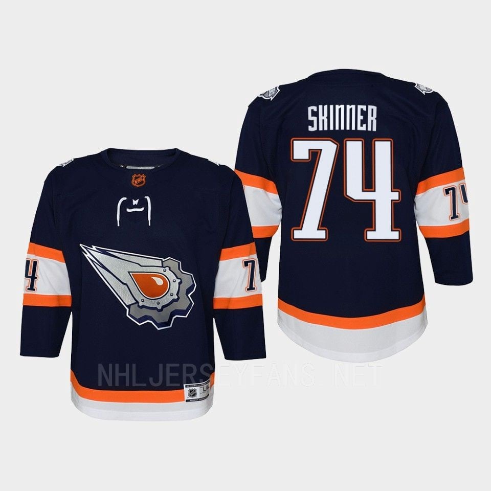 Edmonton Oilers Stuart Skinner 74 Special Edition 2.0 Retro Navy NHL Jersey Youth