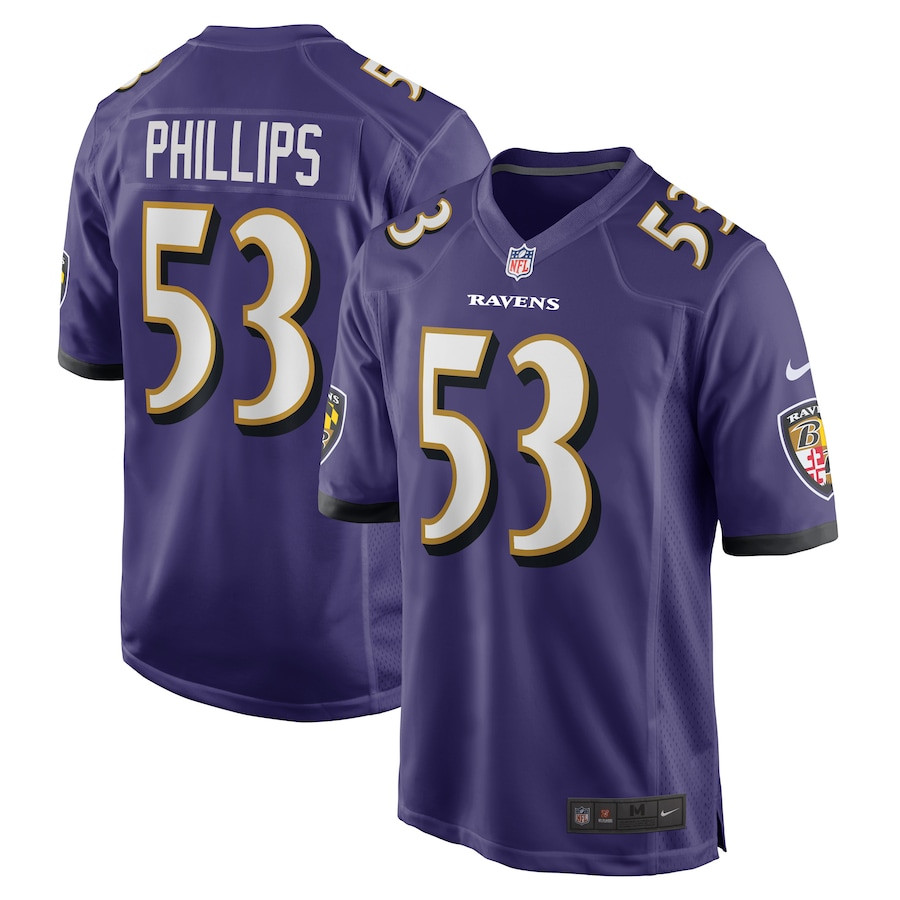 Del'Shawn Phillips 53 Baltimore Ravens Team Game Purple NFL Jersey Men's