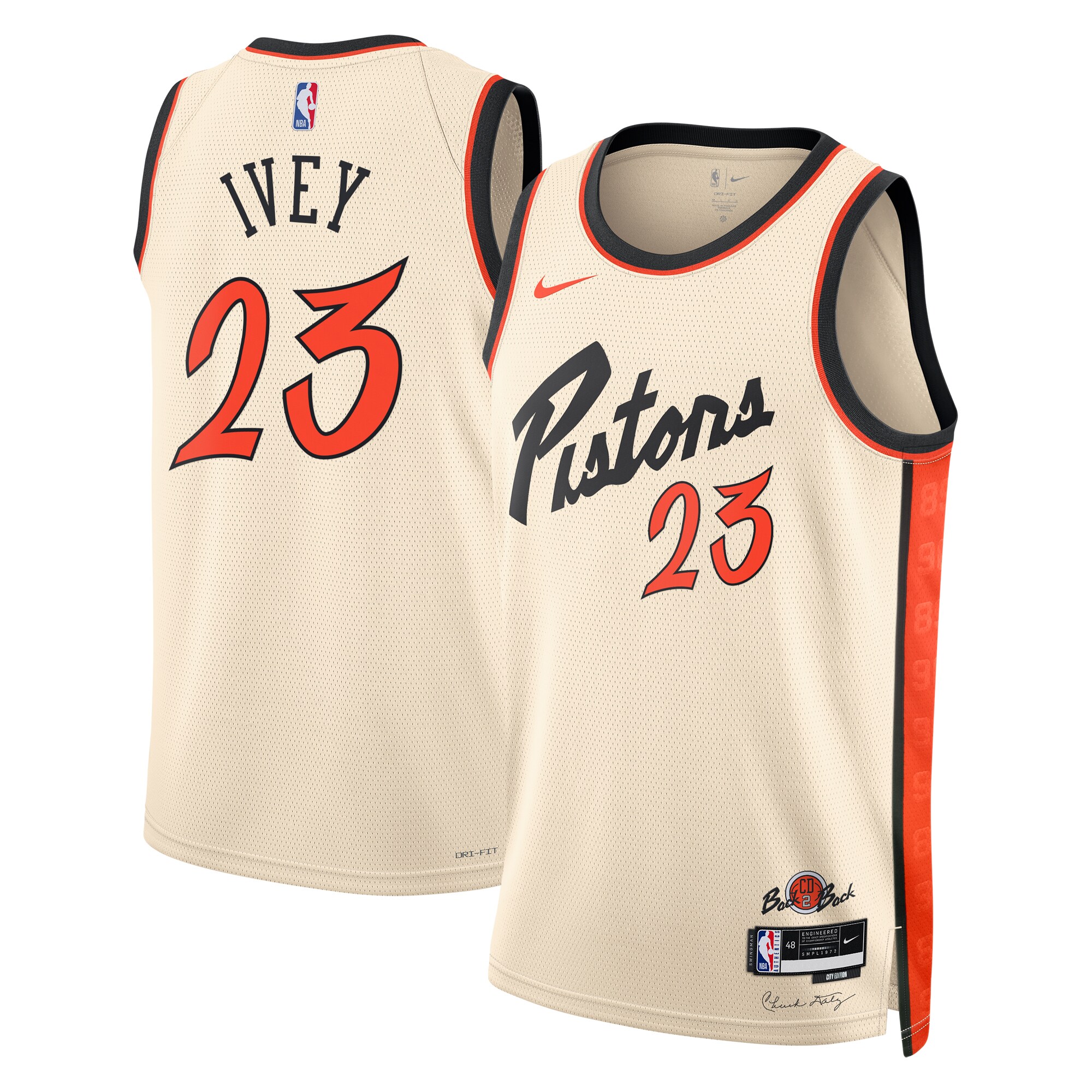 Camiseta City Edition Swingman de los Detroit Pistons 2024 Crema Jaden Ive Unisex NBA Jersey Unisex